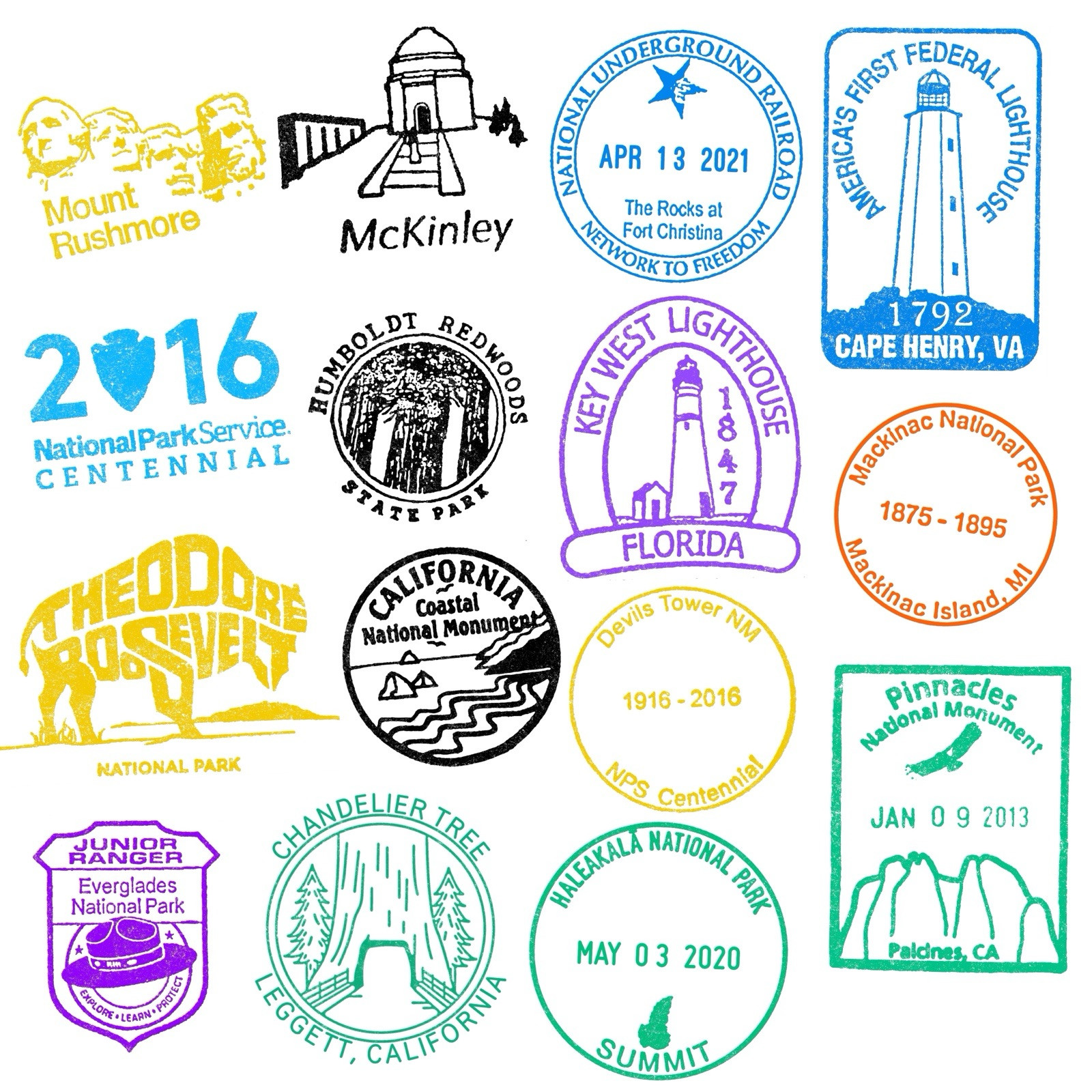 National Park Passport Cancellation Stamp Stickers- Passport Stickers