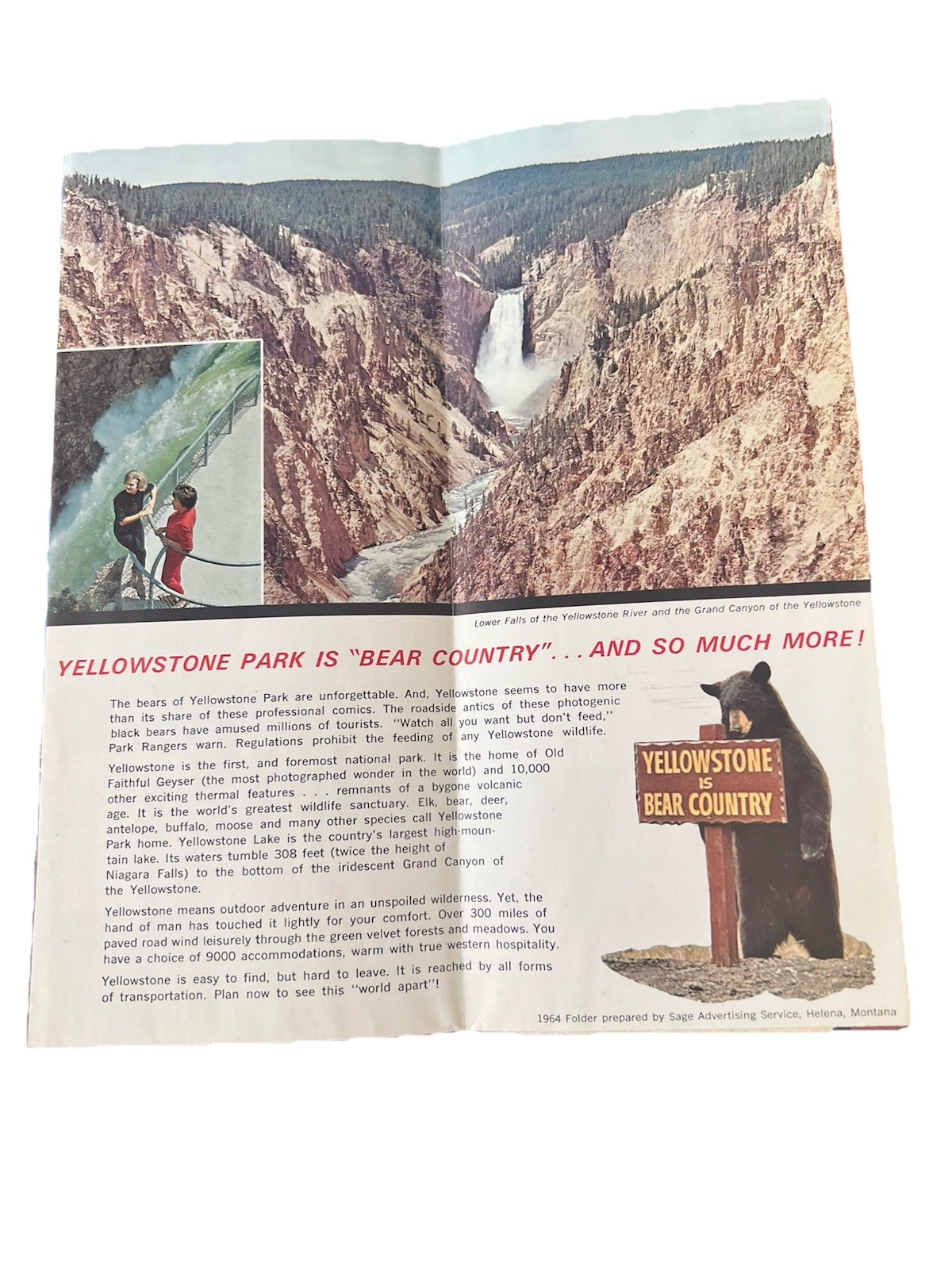 Vintage Yellowstone National Park Travel Brochure Old Faithful Geyser 1964