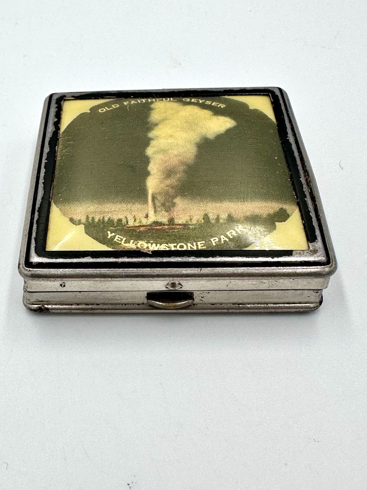 Vintage Compact Yellowstone National Park Souvenir Old Faithful Geyser