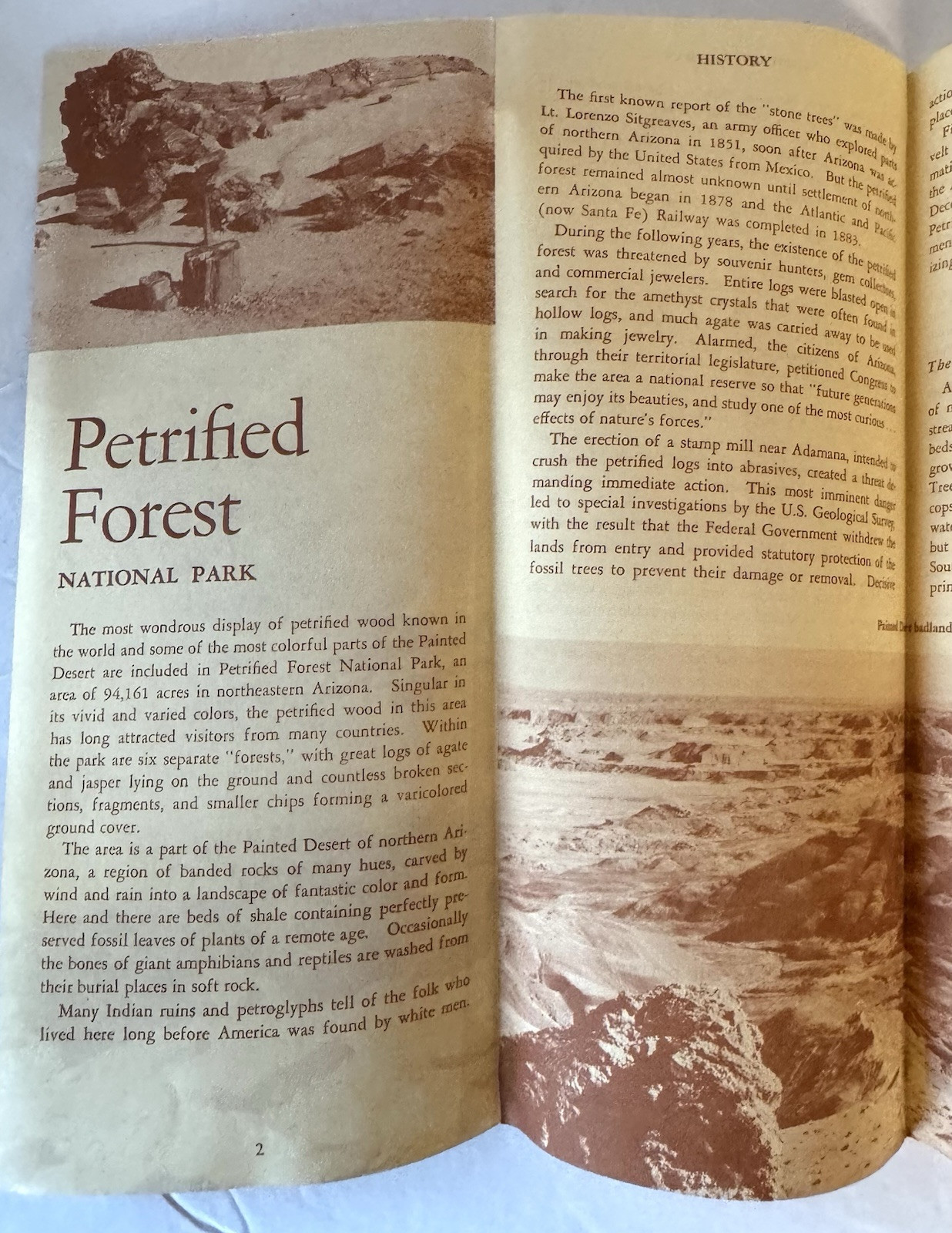 Vintage 1963 The Petrified Forrest National Park Arizona Travel Brochure