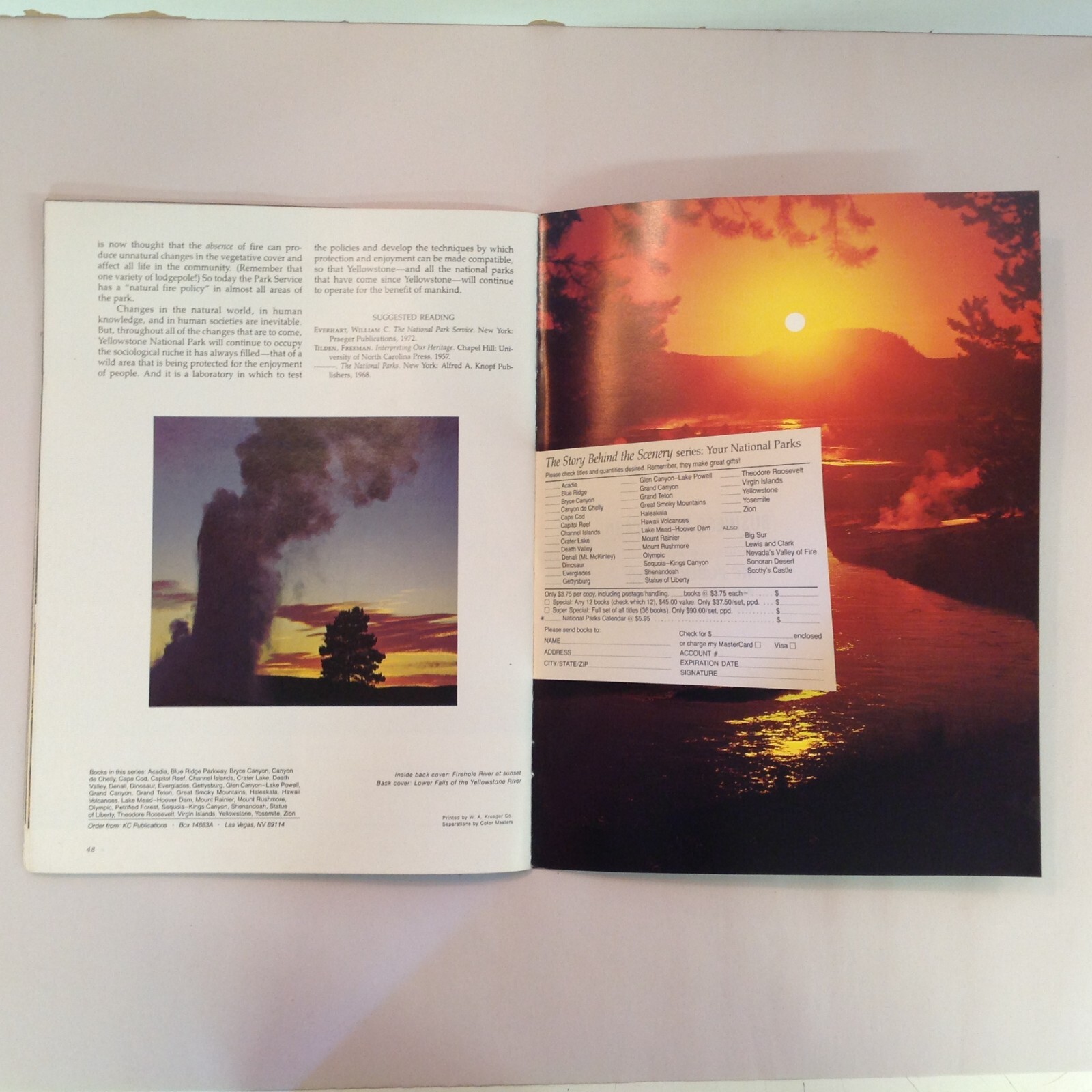Vtg 1977 Souvenir Color Photo Guide Yellowstone The Story Behind the Scenery