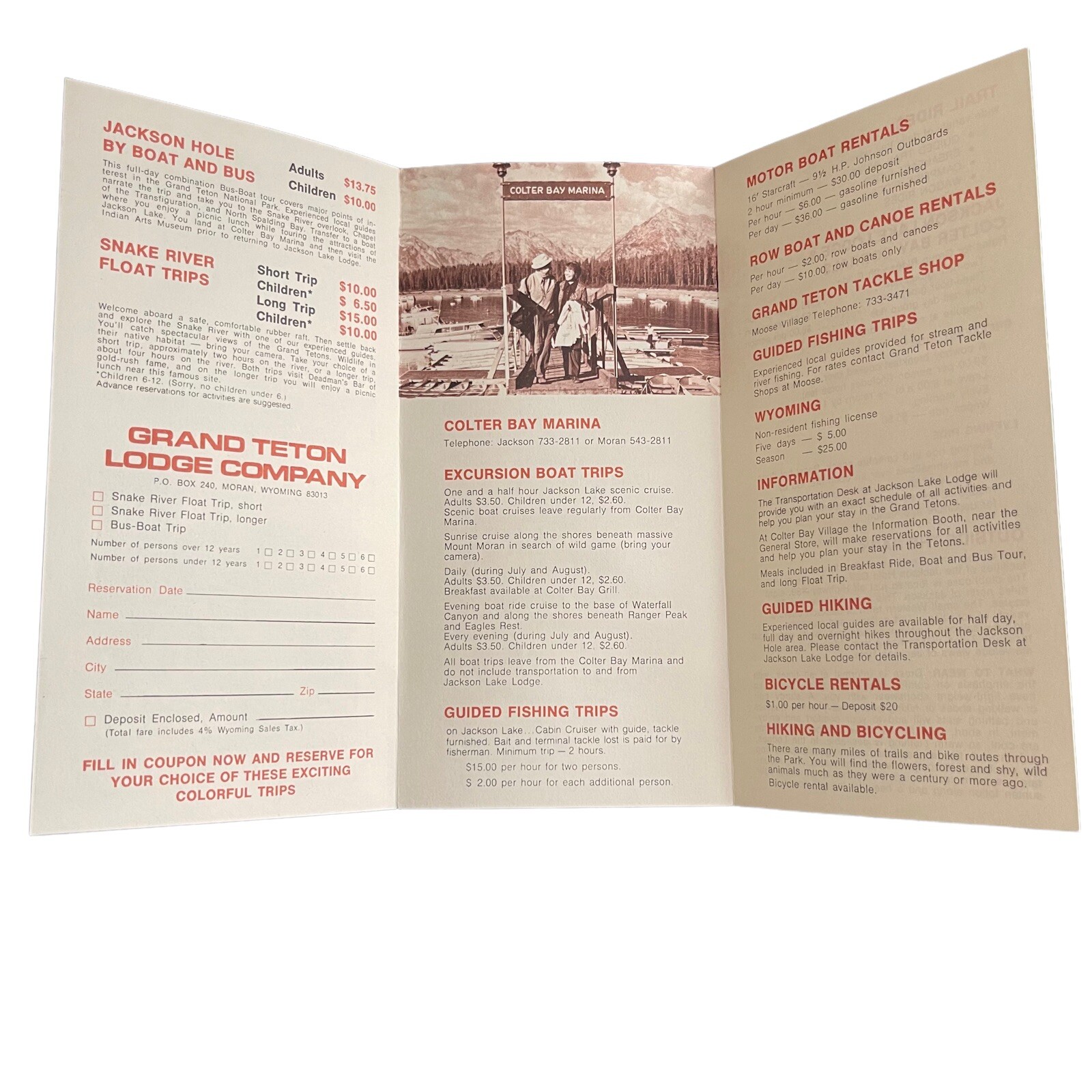 Vintage Grand Tetons Lodge Company Printed in USA Moran WY Pamphlet Brochure