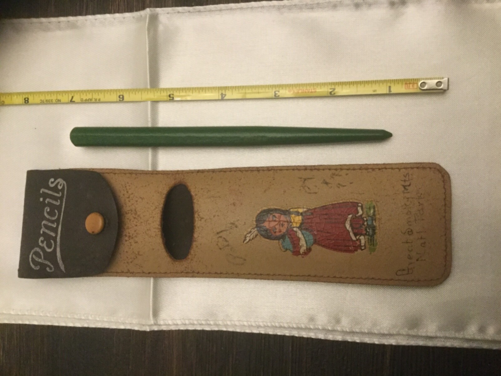 VINTAGE ESTATE FIND LEATHER PENCIL CASE GREAT SMOKY MTS NATL PARK