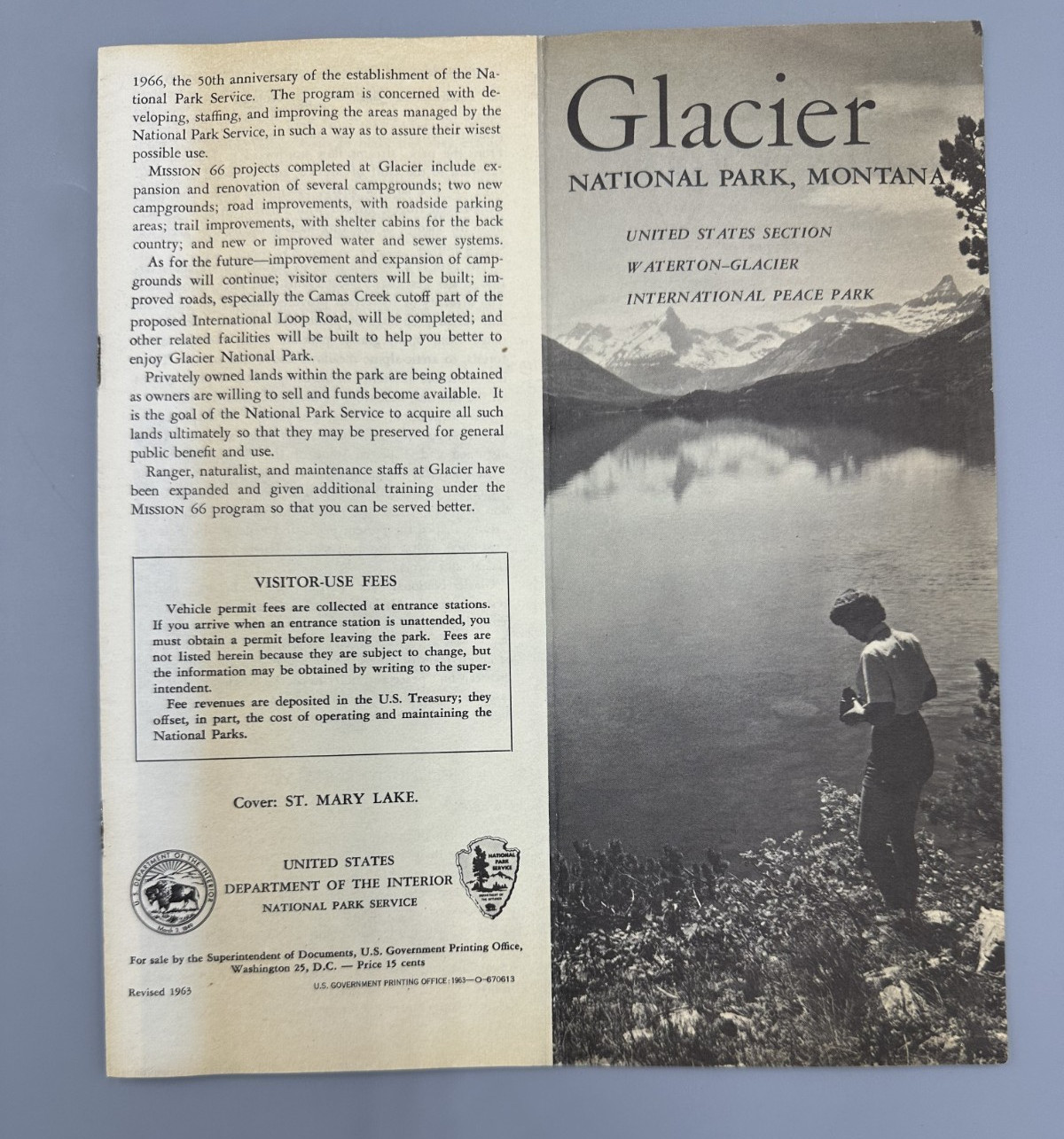 1963 GLACIER NATIONAL PARK Brochure with MAP