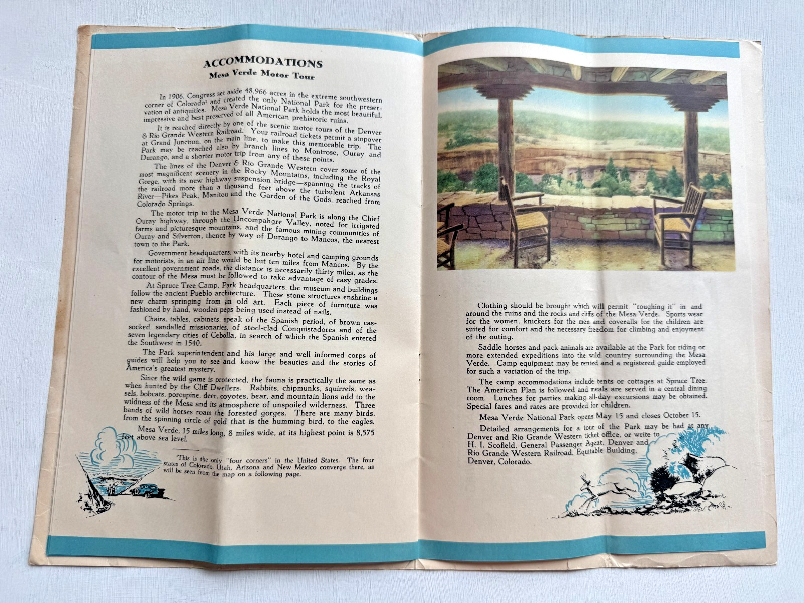1930’s The Story of Mesa Verde National Park Brochure- Beautiful Cover Image!