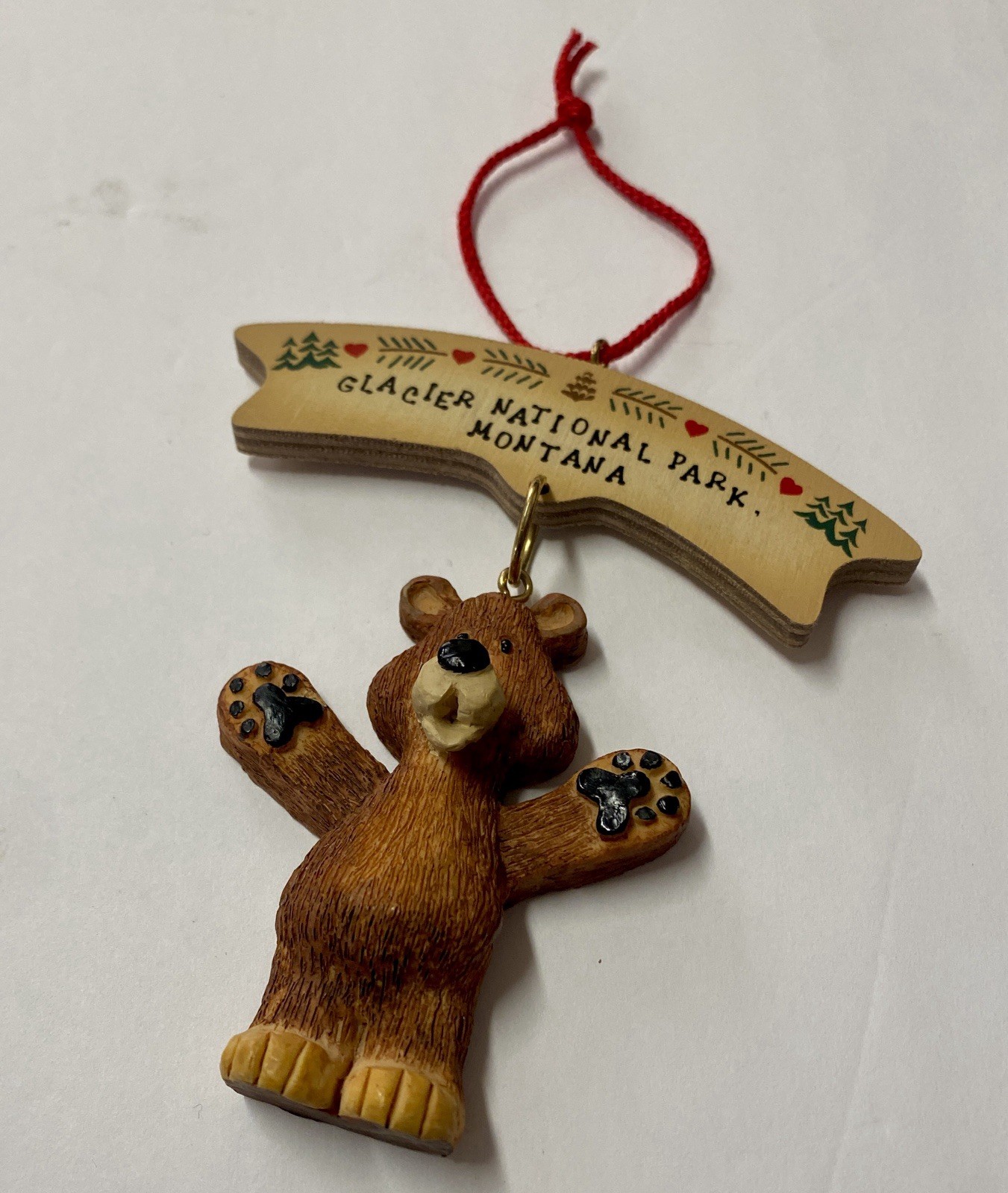 Glacier National Park Ornament Bear Montana Ceramic Hanging Figurine VTG 2000