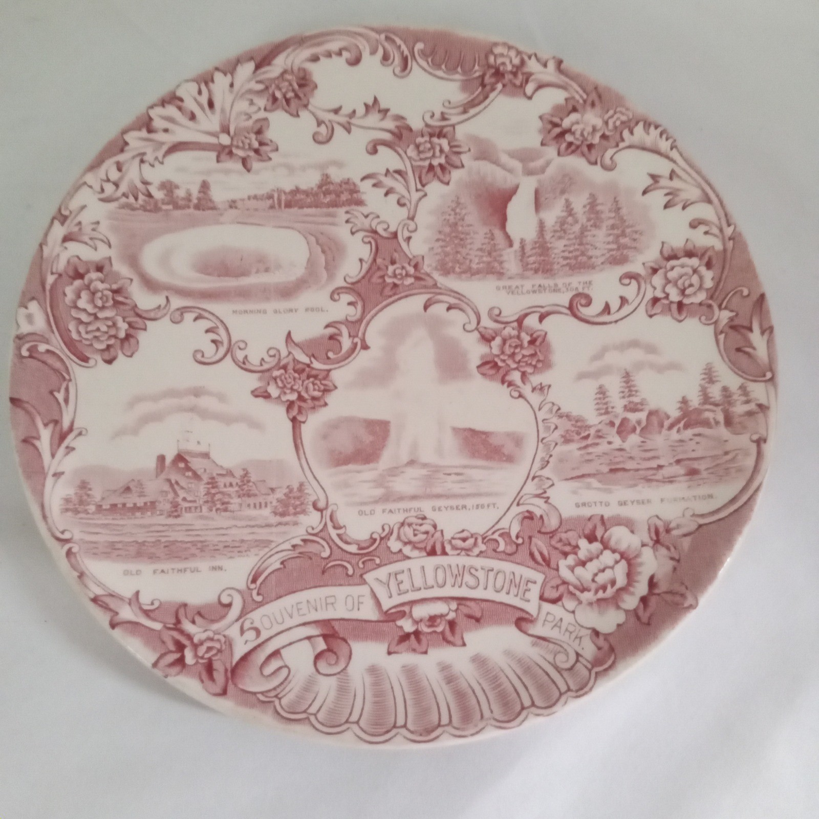 Adams Old English Staffordshire Ware Yellowstone Park Pink Transferware Plate