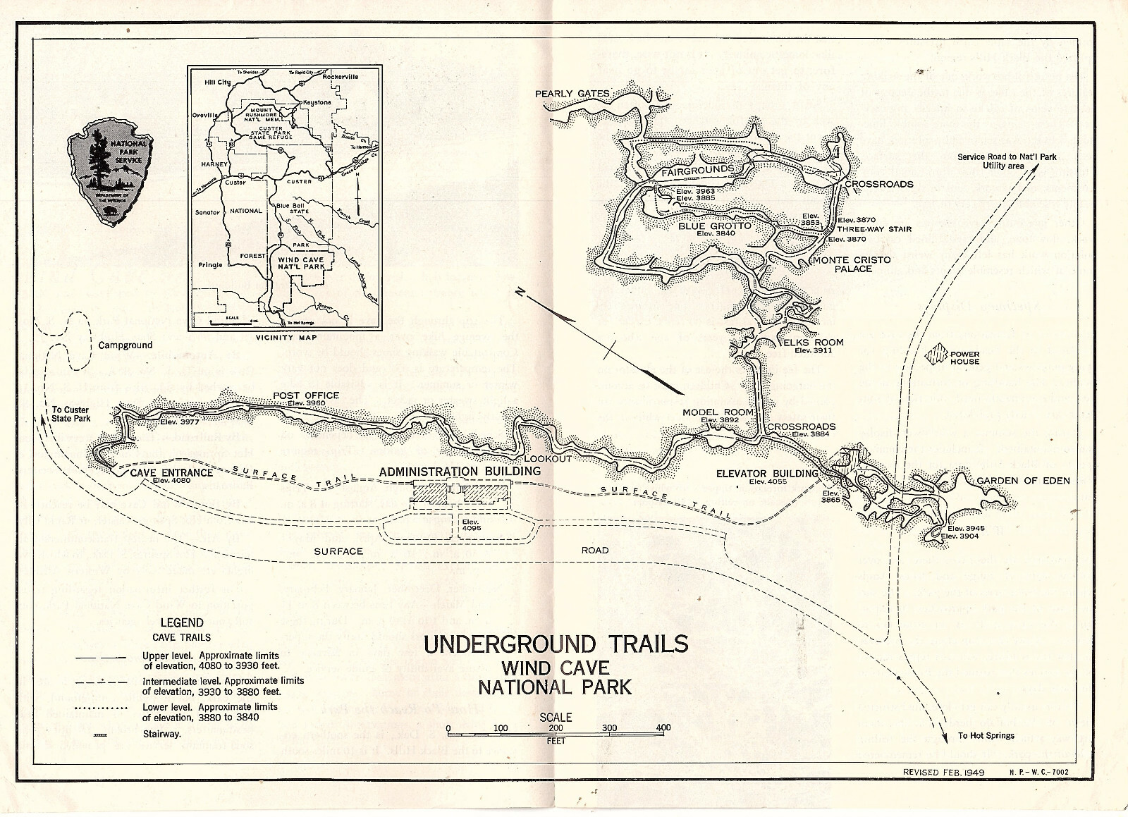 Wind Cave National Park South Dakota 1952 Circular Photos Map Underground Trails