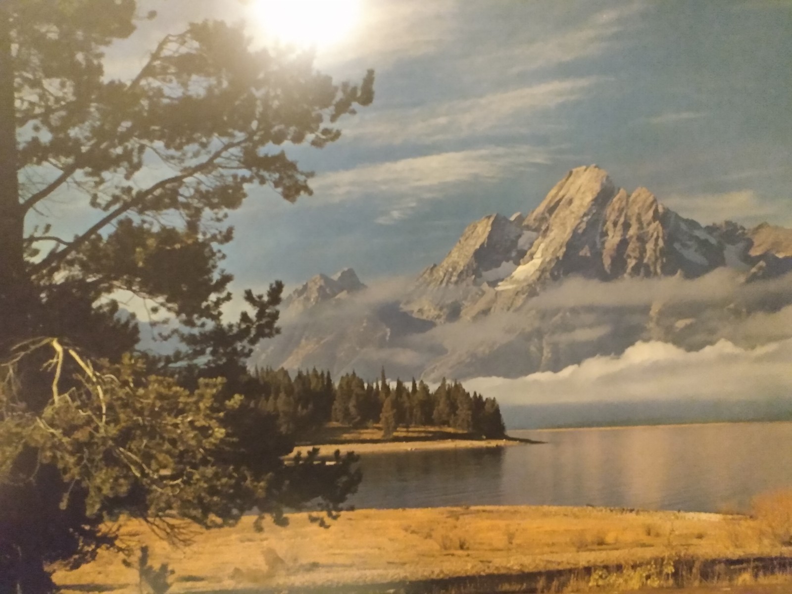 OLD Mount Moran Grand Teton Nat Park WY Framed Behind Glass Print 16.5″ x 22.5″!