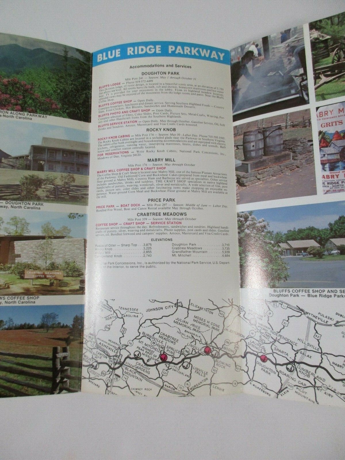 1984 Blue Ride Parkway National Park Virginia NC Travel Map Guide Brochure-B36