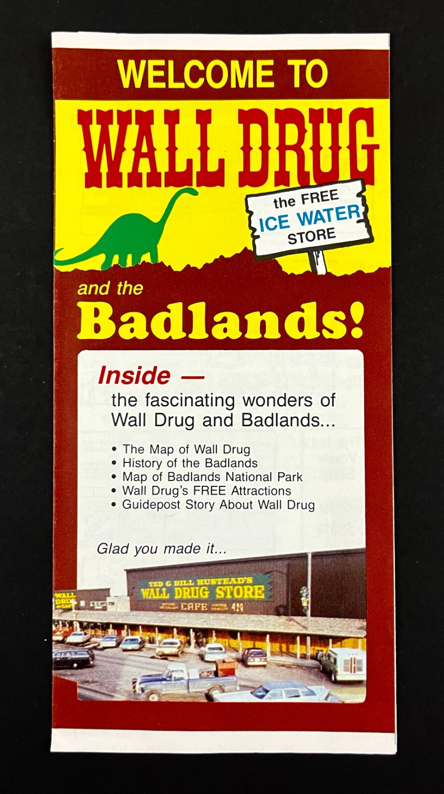 1970s Badlands South Dakota Wall Drug Ice Water Store Vintage Travel Brochure