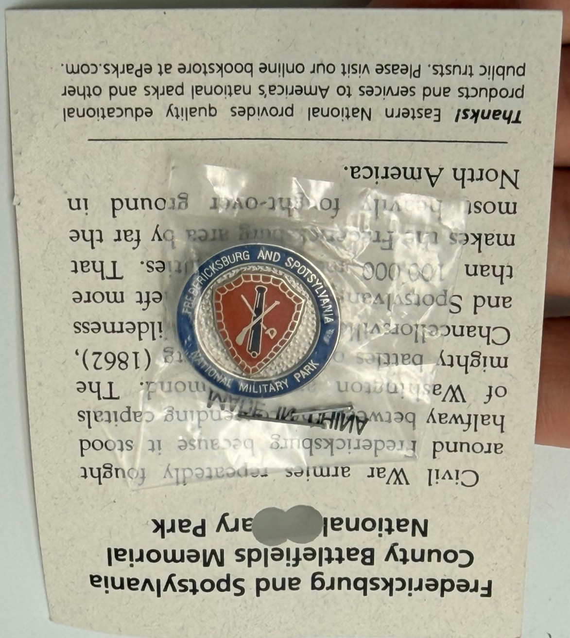 Fredericksburg and Spotsylvania National Military Park Lapel Pin Travel Vintage