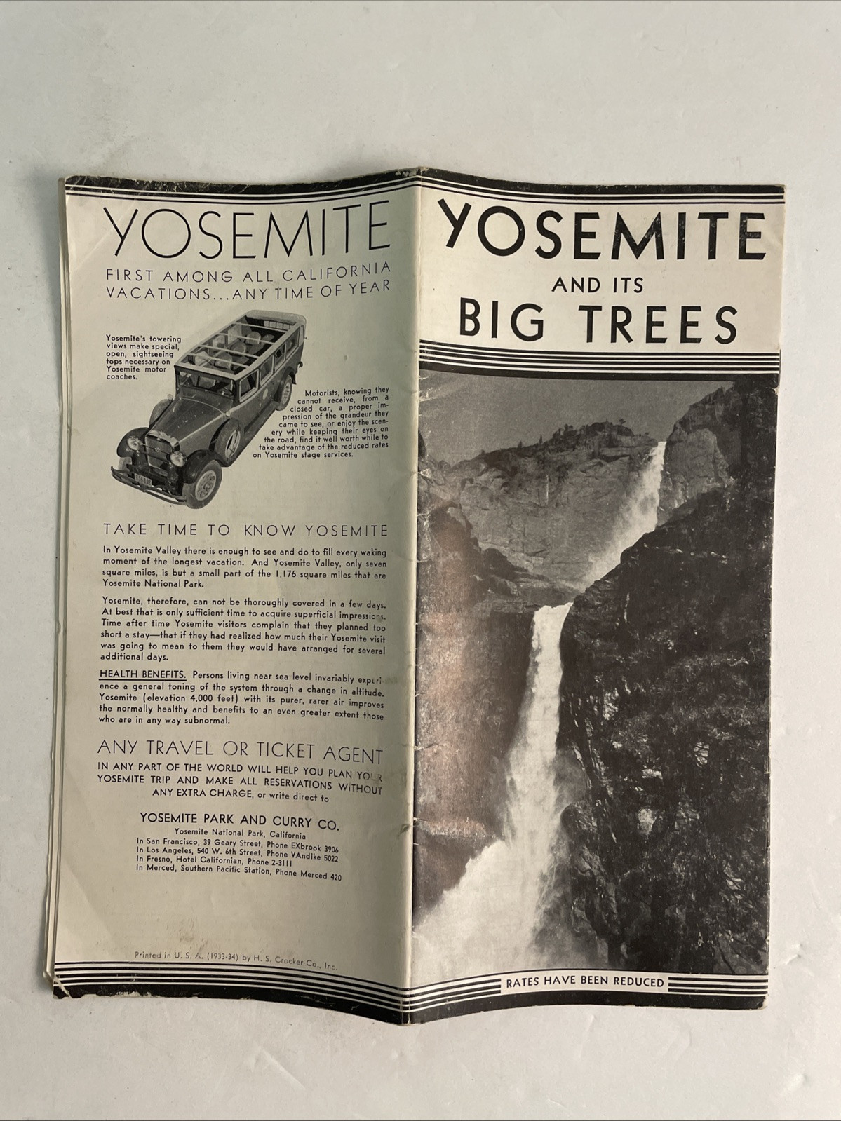 1930’s Yosemite and its Big Trees Park CA Brochure Travel Pamphlet