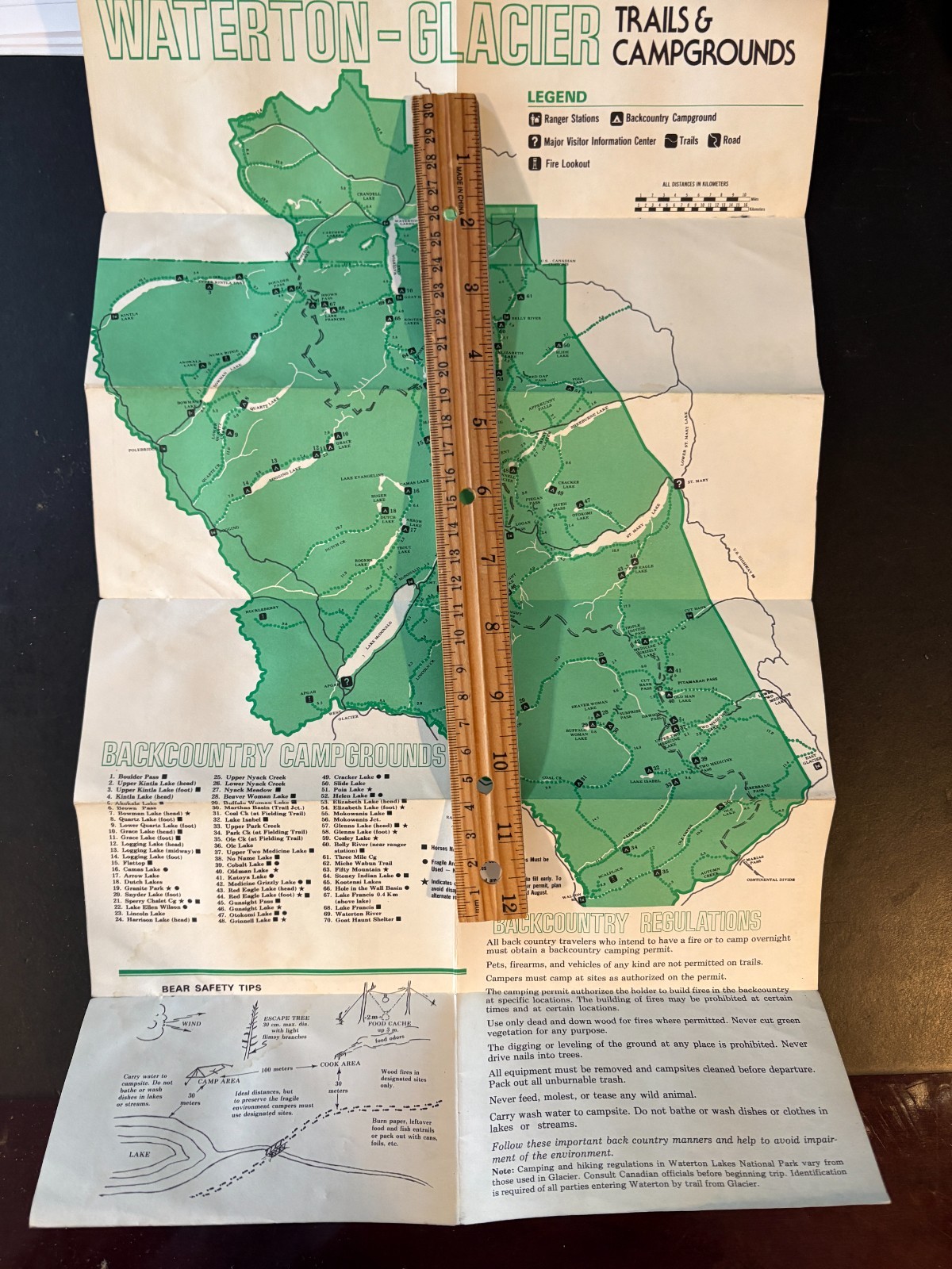 Glacier National Park Montana – Backcountry Map & Trail Guide Ephemera