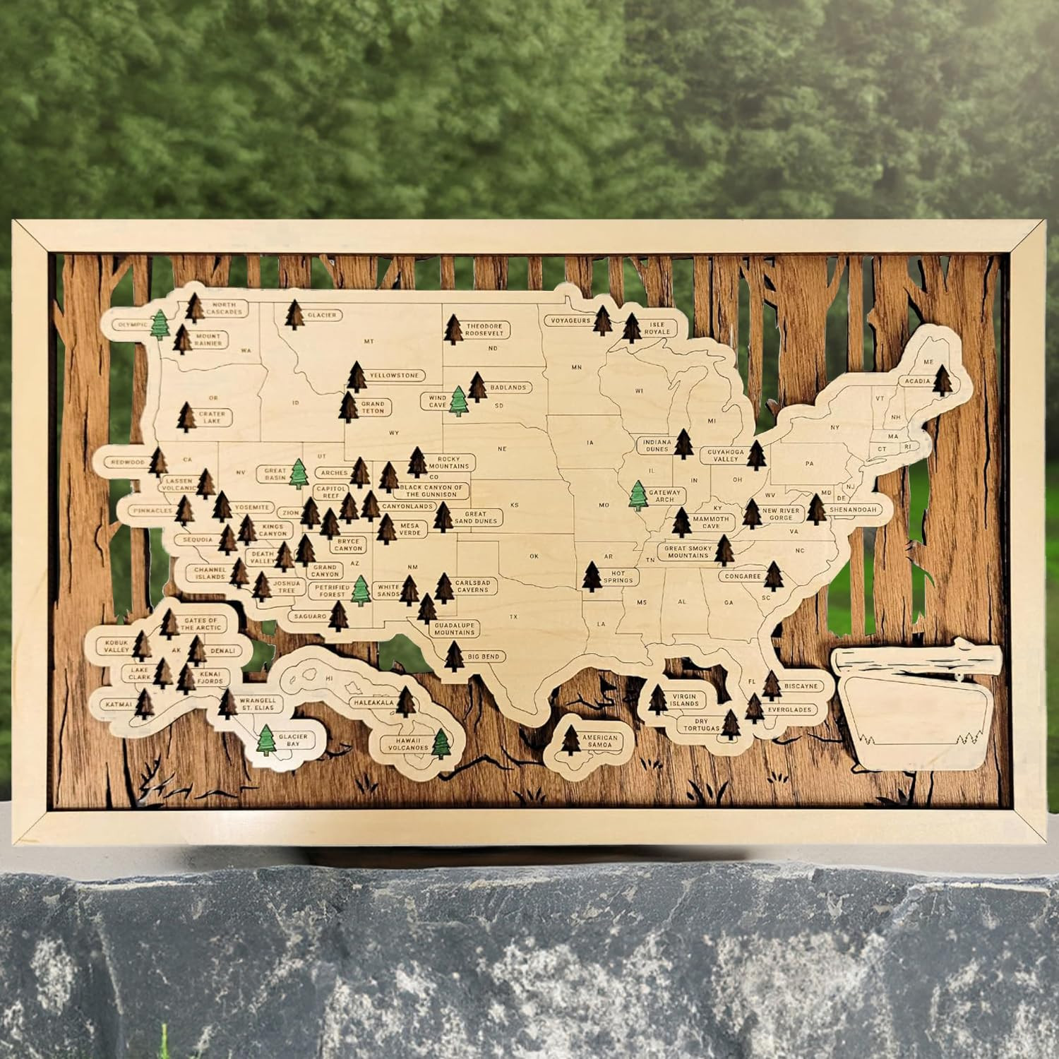 US National Parks Map Travel Map, National Park Tracker Checklist, Natural Wall