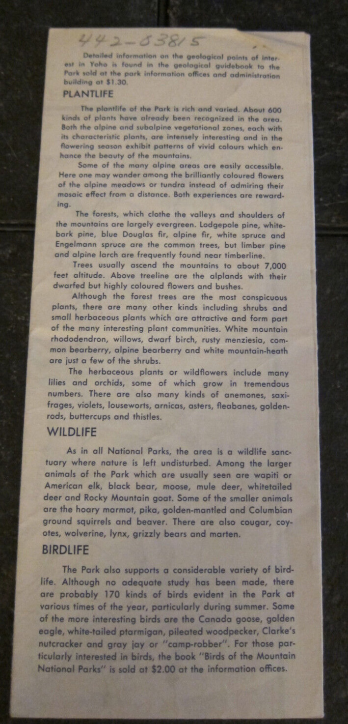 1967 Vintage Brochure YOHO National Park Britsh Columbia