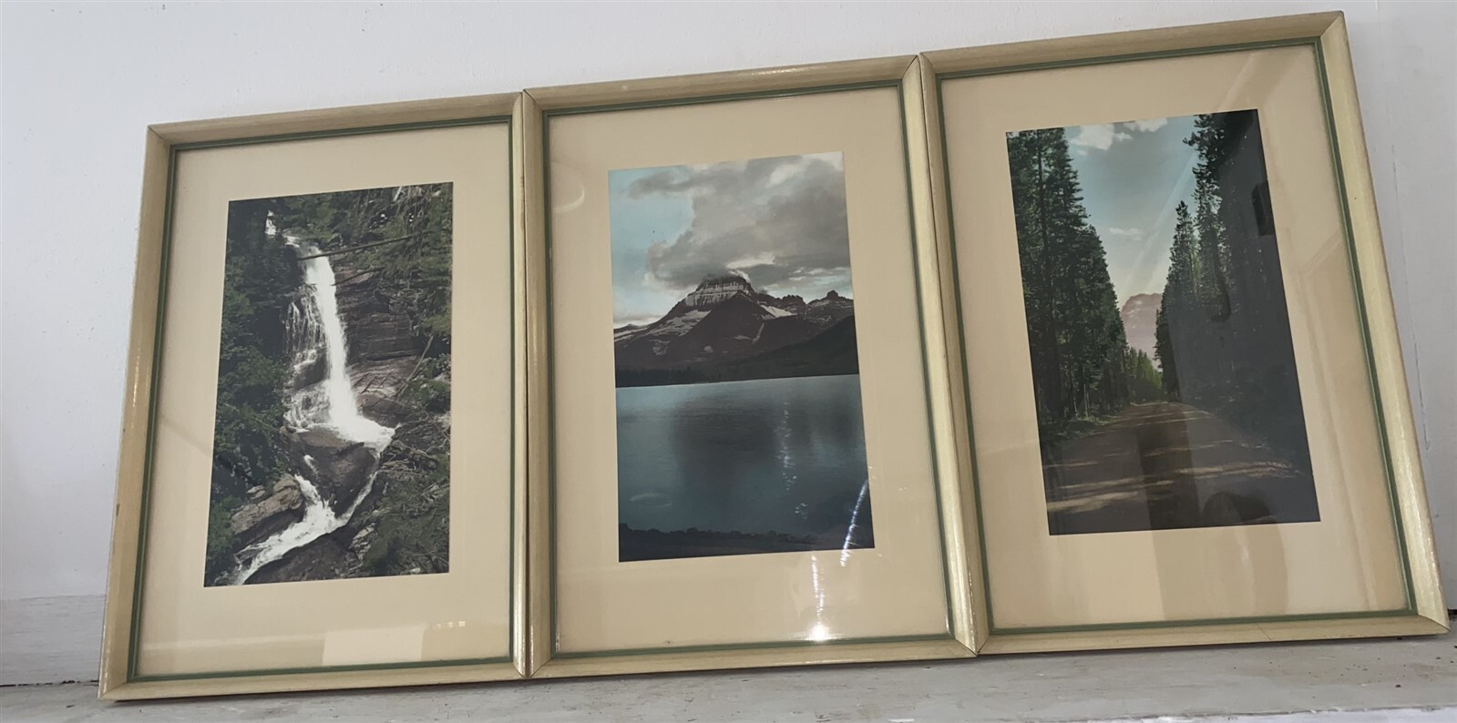 3 Vintage 1940’s-50’s framed Photographs Glacier National Park & Waterton Lakes