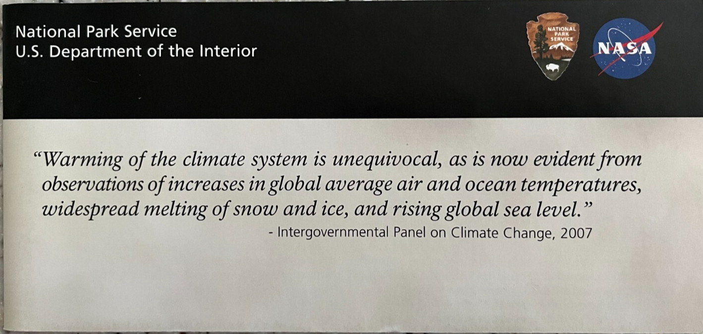 CLIMATE CHANGE in NATIONAL PARKS NATIONAL PARK SERVICE UNIGRID BROCHURE w/NASA