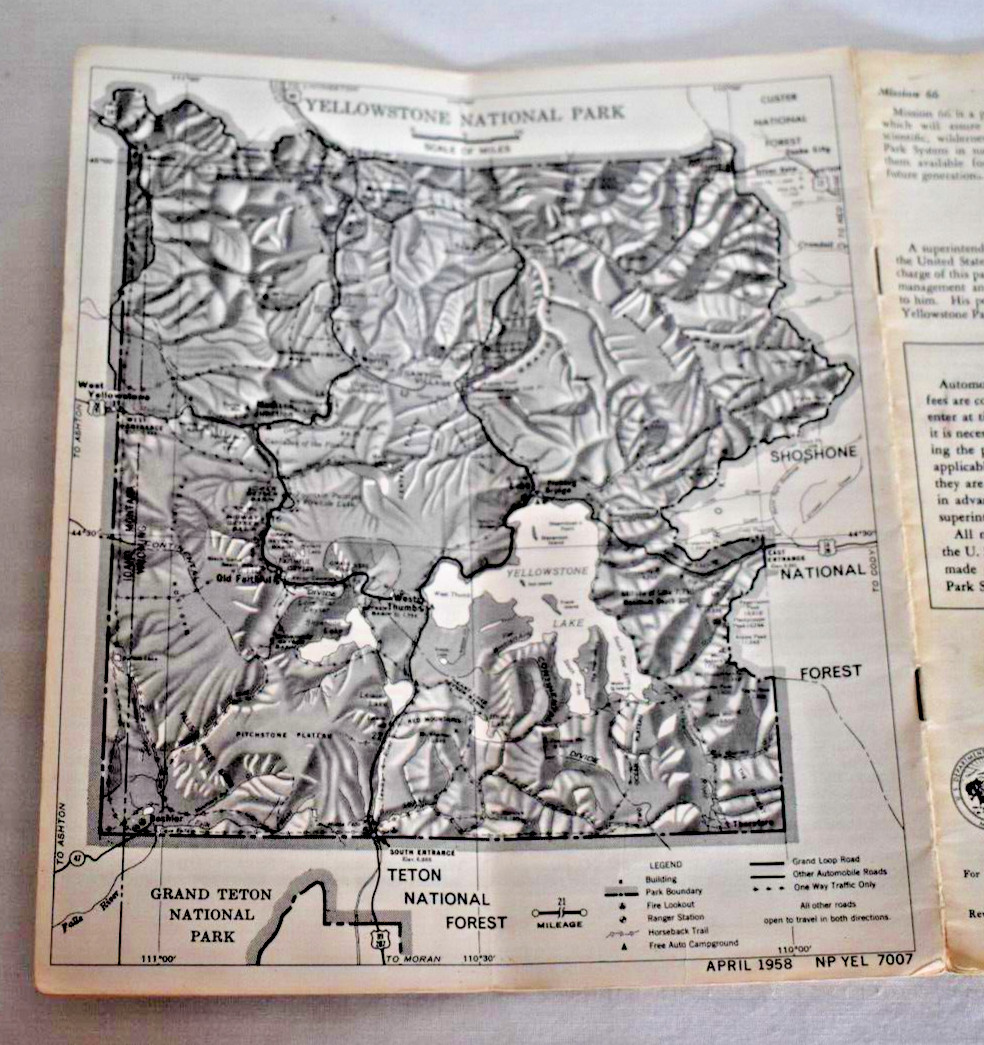Lot of 2 YELLOWSTONE NATIONAL PARK REGION SOUVENIR MAP & GUIDE 1958 & 1962/63