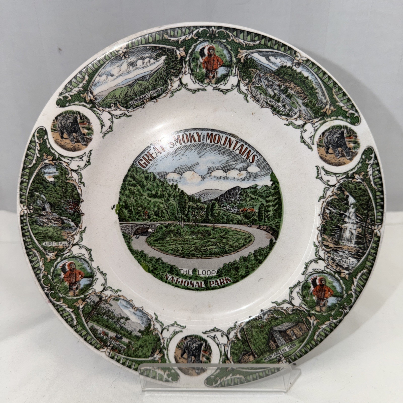 Great Smoky Mountains National Park Souvenir Plate Vintage 7 1/2”
