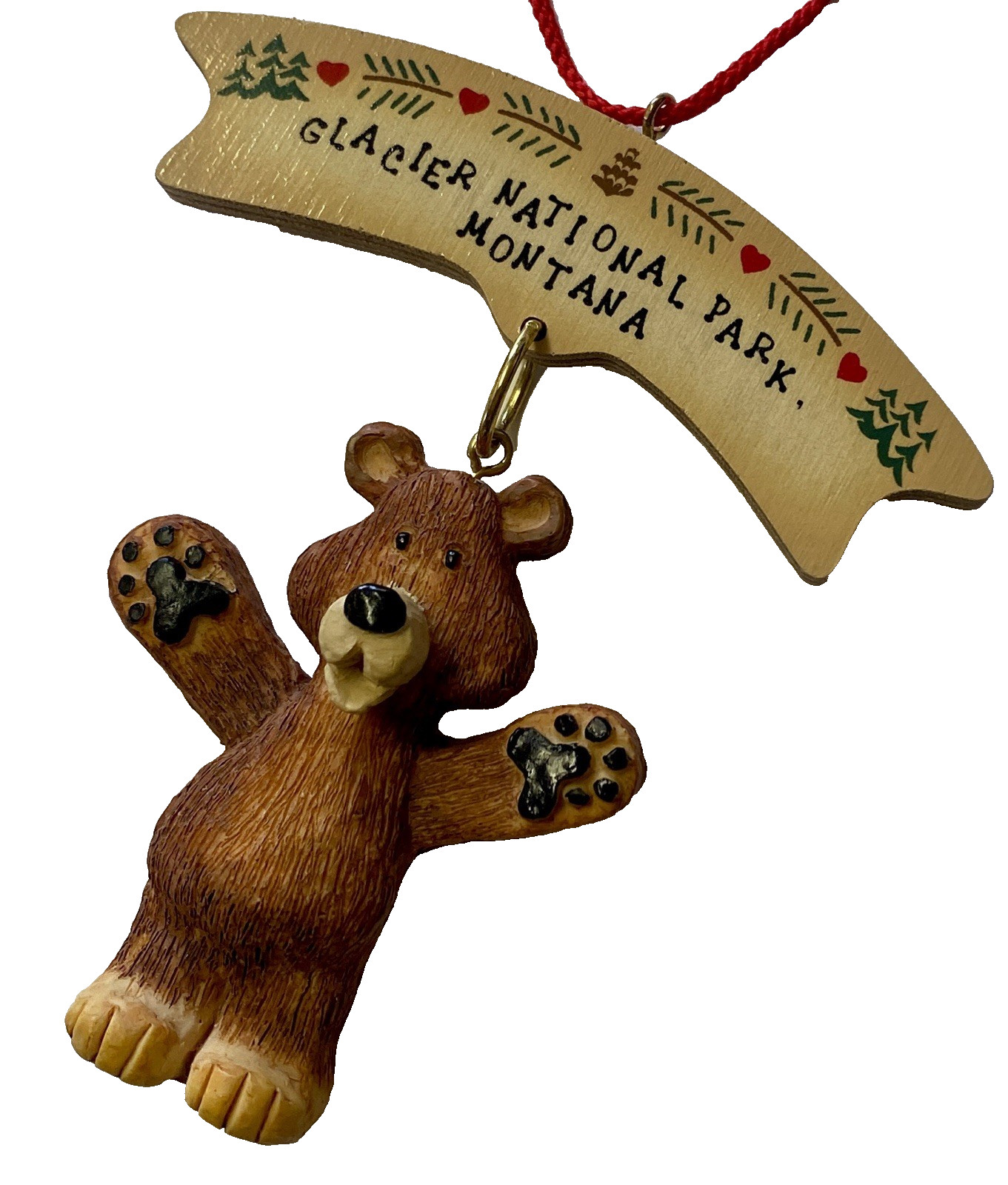 Glacier National Park Ornament Bear Montana Ceramic Hanging Figurine VTG 2000