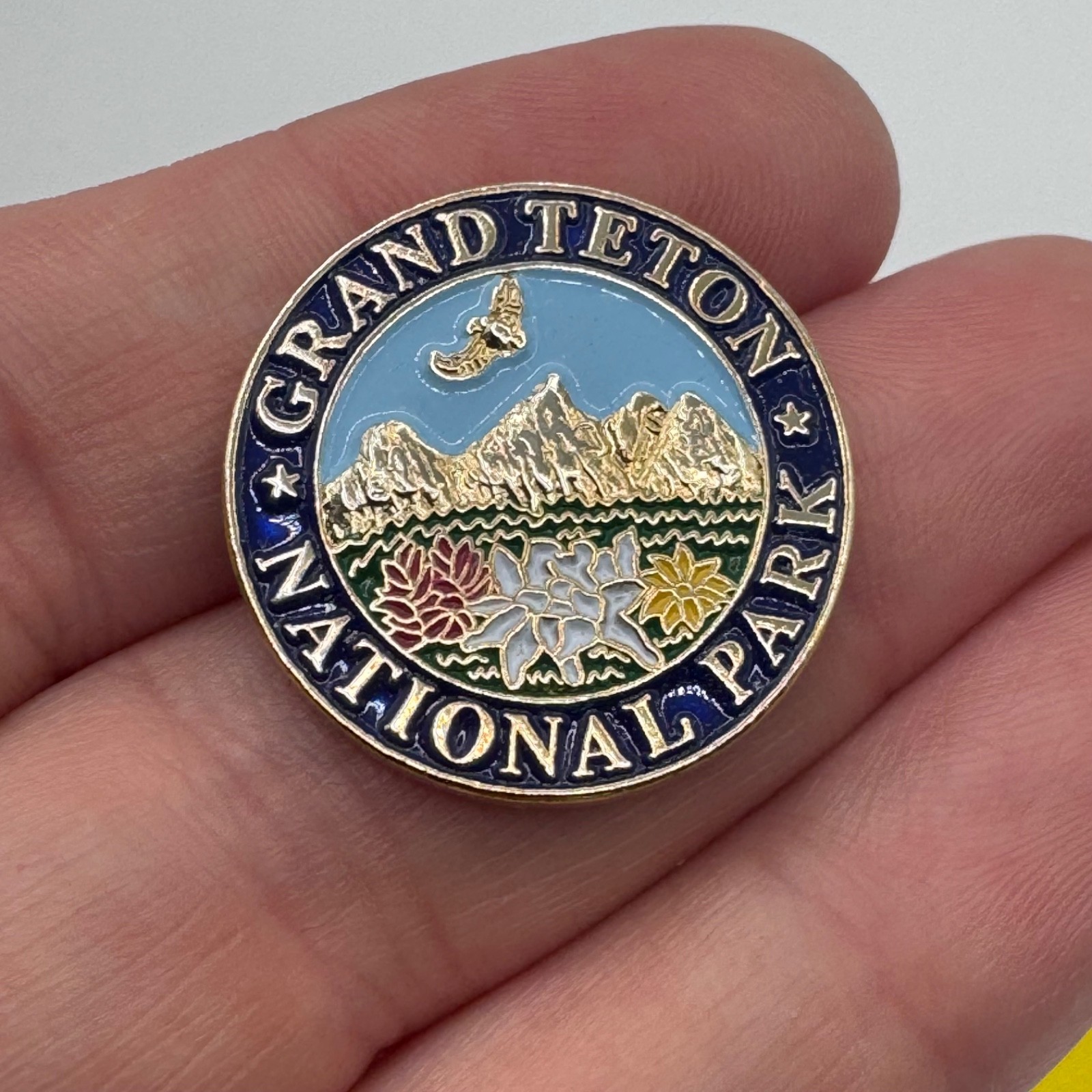 Vintage Grand Teton National Park Wyoming Enamel Lapel Pin