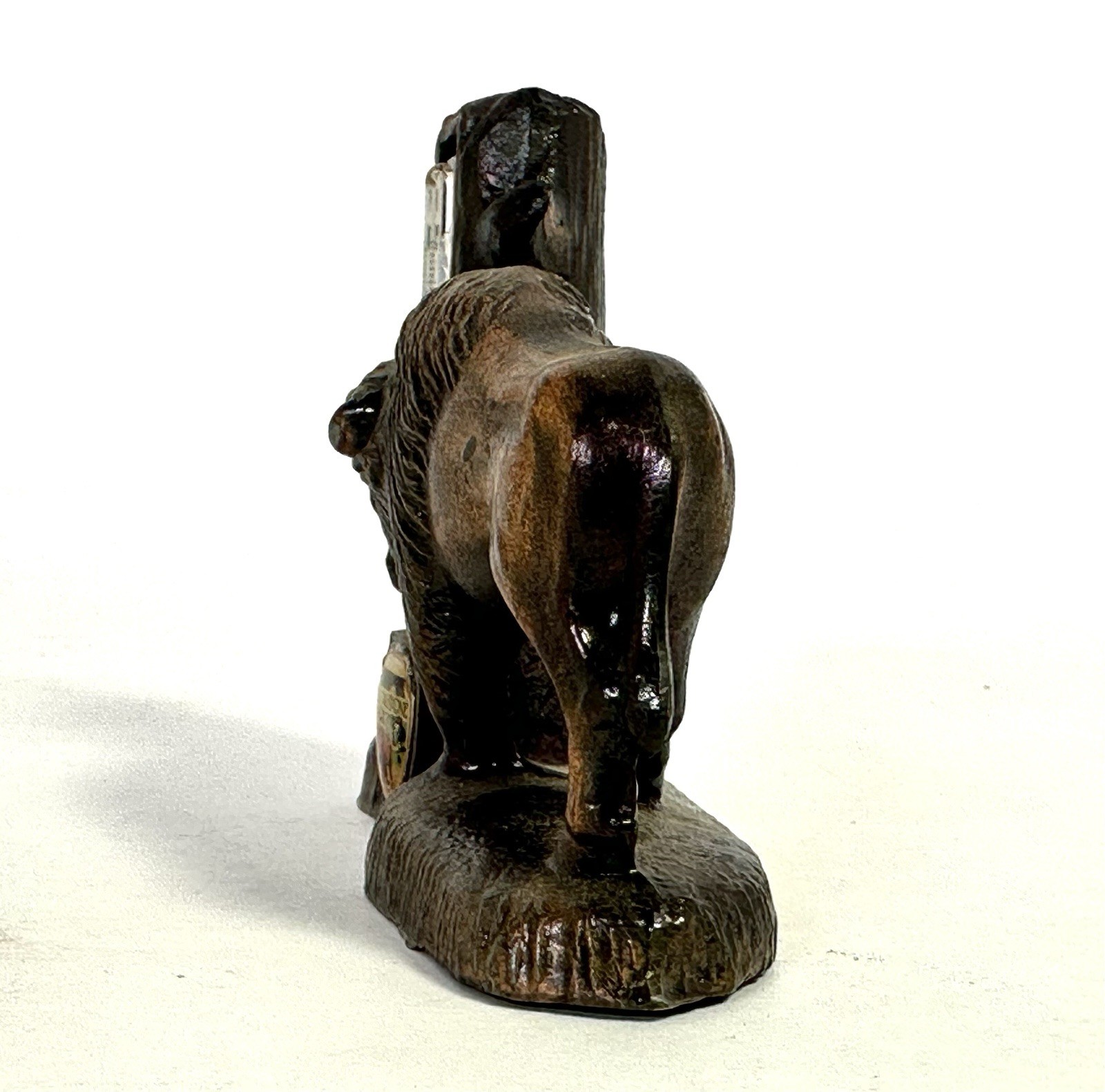 Vintage Yellowstone Park Brass Buffalo Thermometer Travel Souvenir Figurine