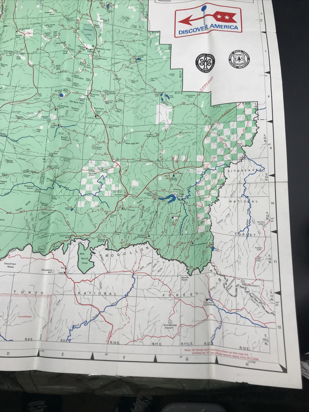 VTG 1968 Coconino National Forest Arizona Map US Dept of Agriculture