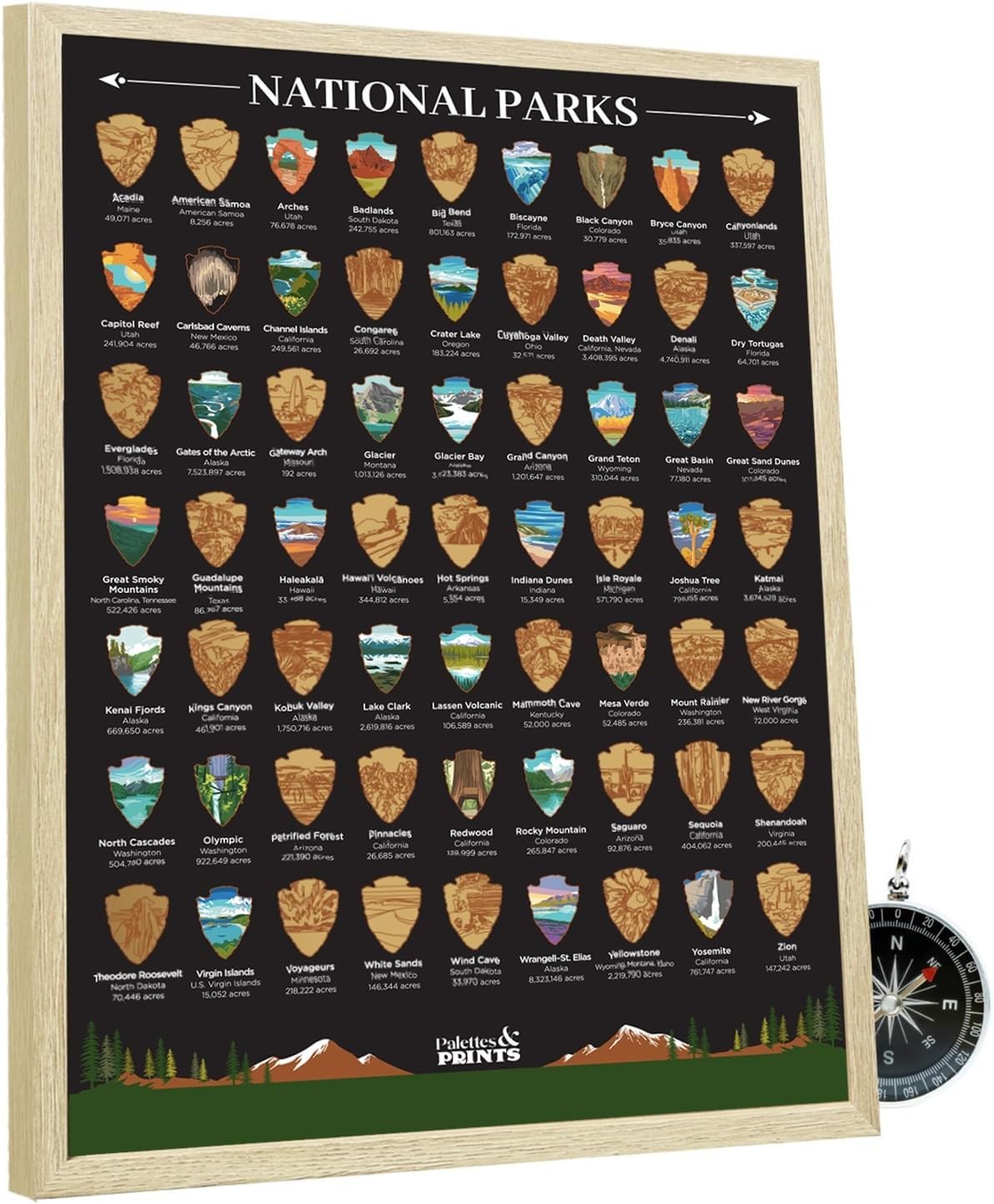 Framed National Parks Scratch Off Poster – National Park Gifts – National Pa…