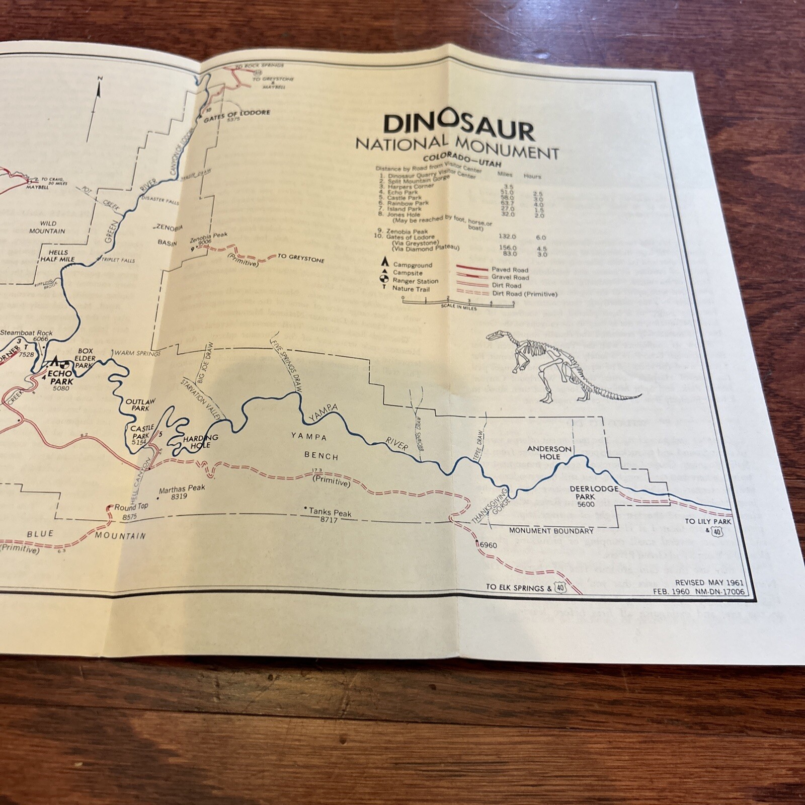 Vintage 1962 Dinosaur National Monument Brochure Pamphlet Map Guide Info CO UT