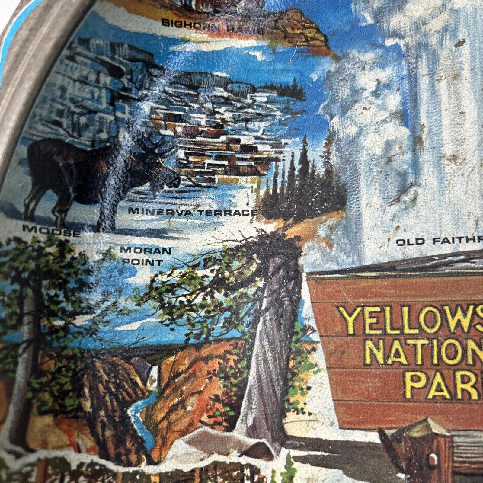 1960’s Yellowstone National Park Metal Tin Serving Tray Artist Ken Haag Souvenir