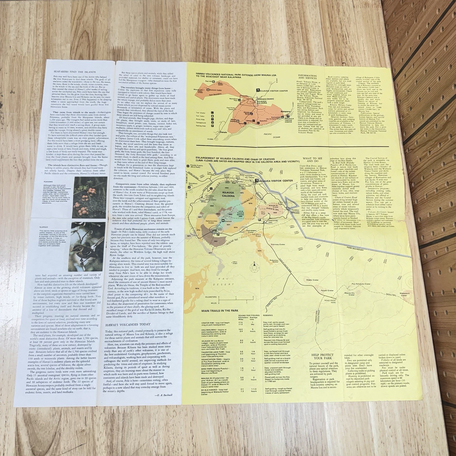 Hawaii Volcanoes National Park Vintage 1989 Brochure History & Visitor Map