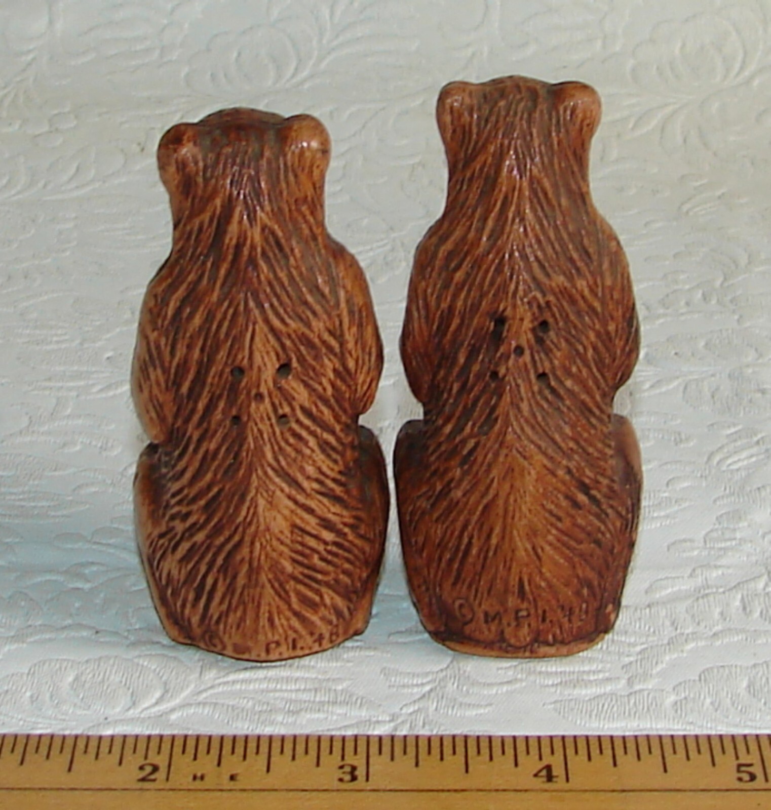 Vtg Yellowstone Park Grizzly Bear Composition Figurine +Salt Pepper Shakers 1948