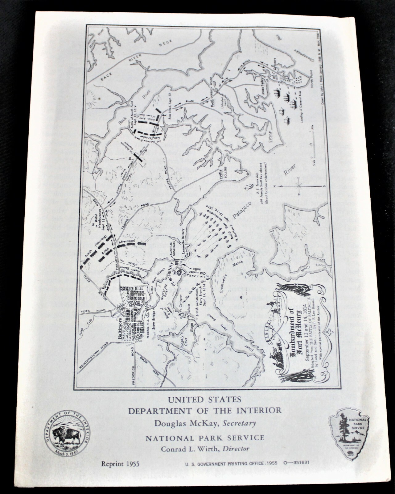 FORT McHENRY NATIONAL MONUMENT MARYLAND OFFICIAL SOUVENIR BROCHURE GUIDE 1955