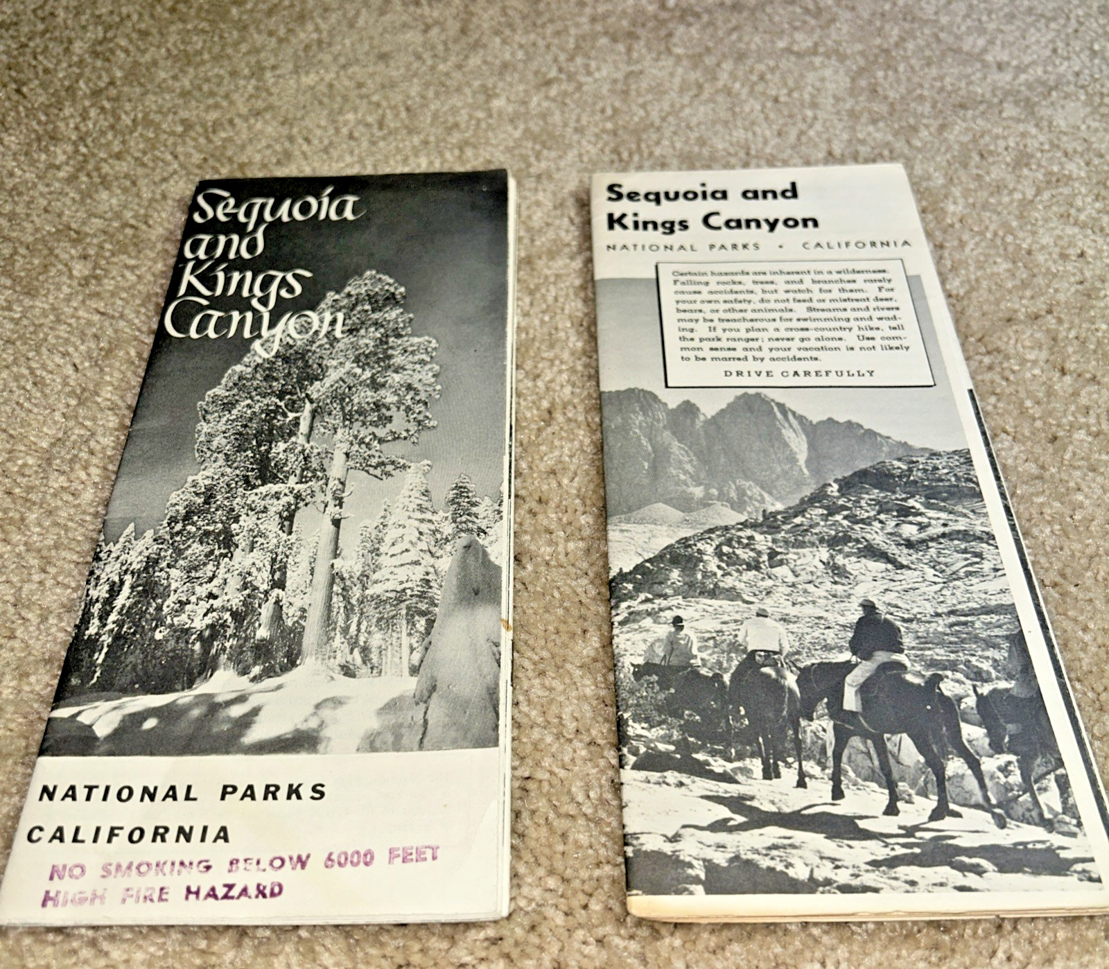 2 Vintage SEQUOIA NATIONAL PARK Brochures US Dept of Interior 1954 & 1957