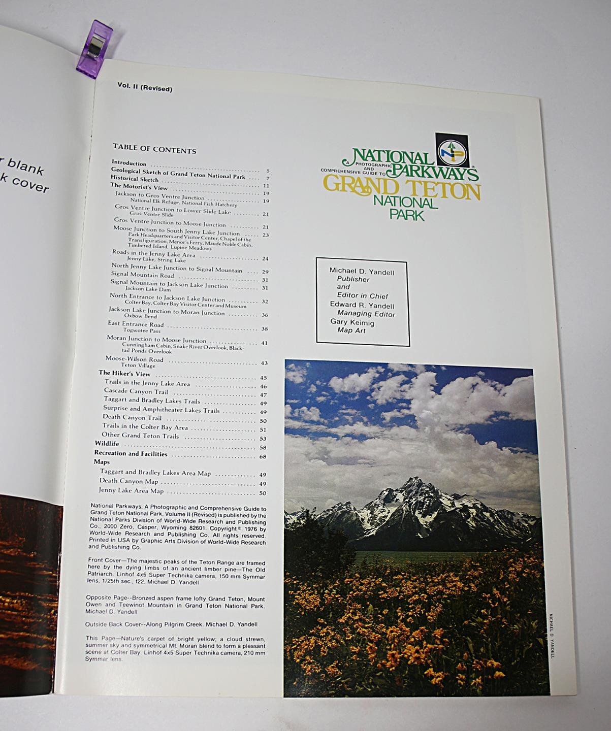 National Parkways Grand Teton Park Travel Guide Jenny Lake 1976