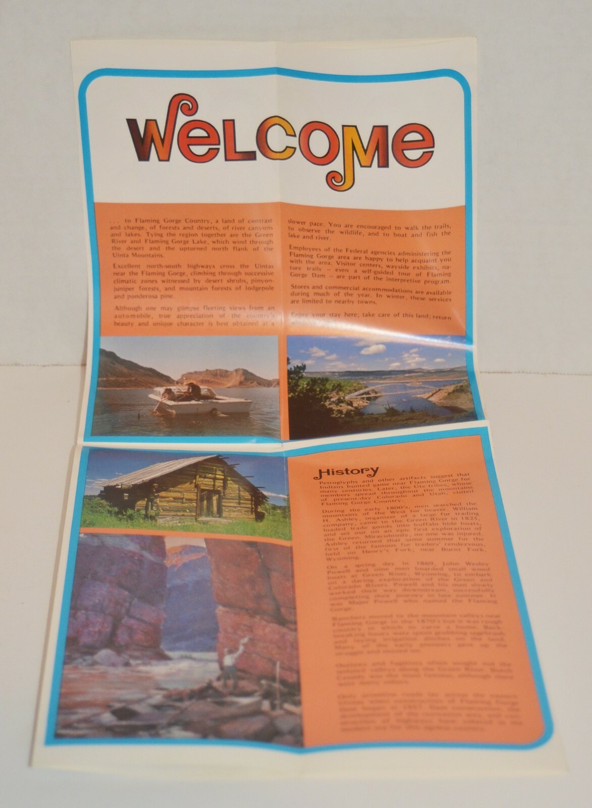 Vtg 1974 Flaming Gorge With Large Map Brochure