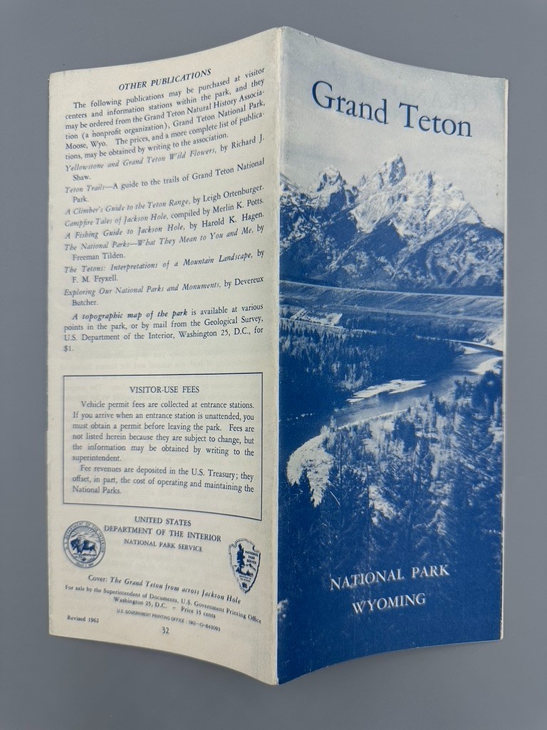 1962 GRAND TETON National Park Service Travel BROCHURE Wyoming