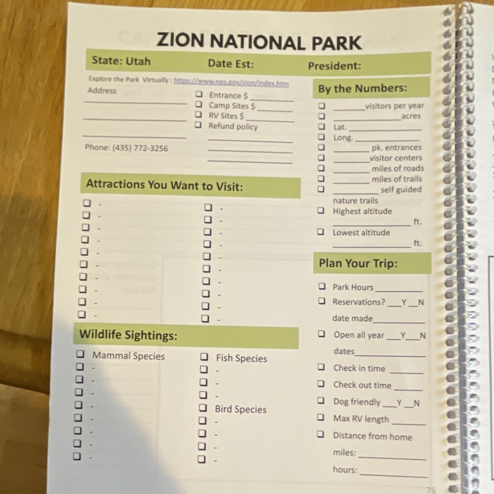 National Parks Bucket Journal Spiral-Bound Travel Journal Explore 62 USA Parks