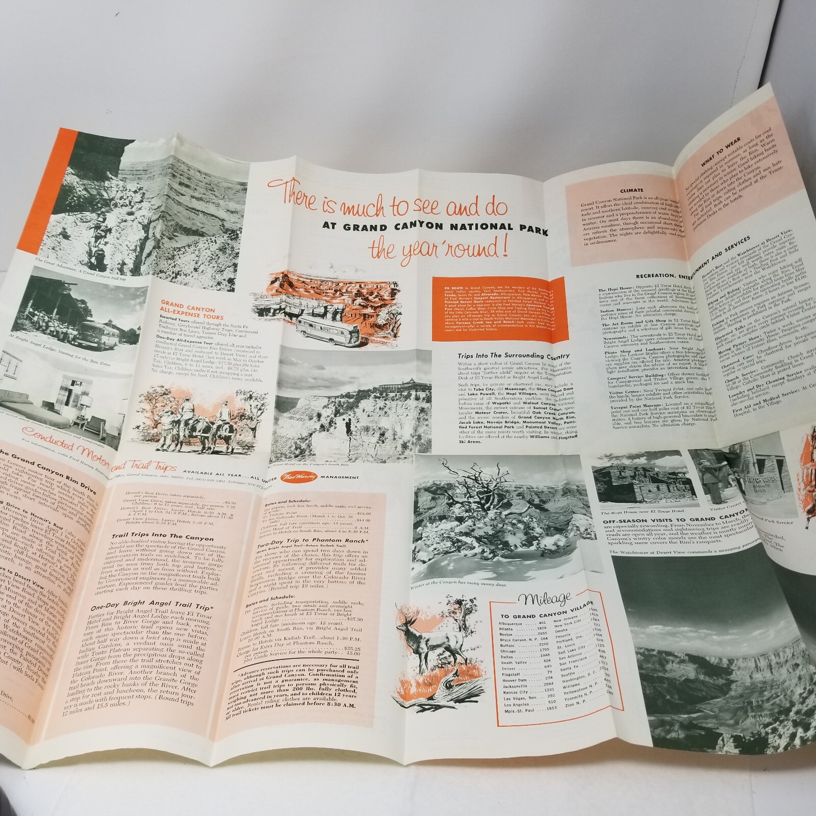 Grand Canyon National Park South Rim Brochure Fred Harvey 1968 Hotels Cabins