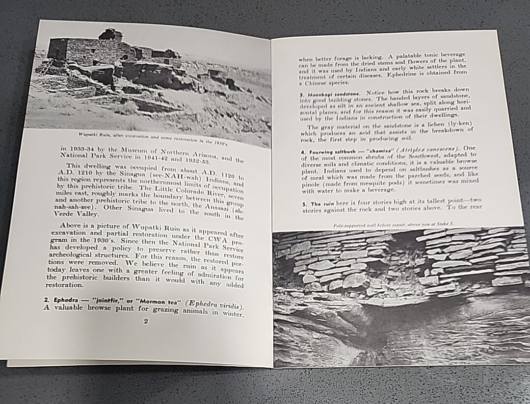 1985 Wupatki Ruins Trail Arizona National Monument Vintage Park Travel Booklet