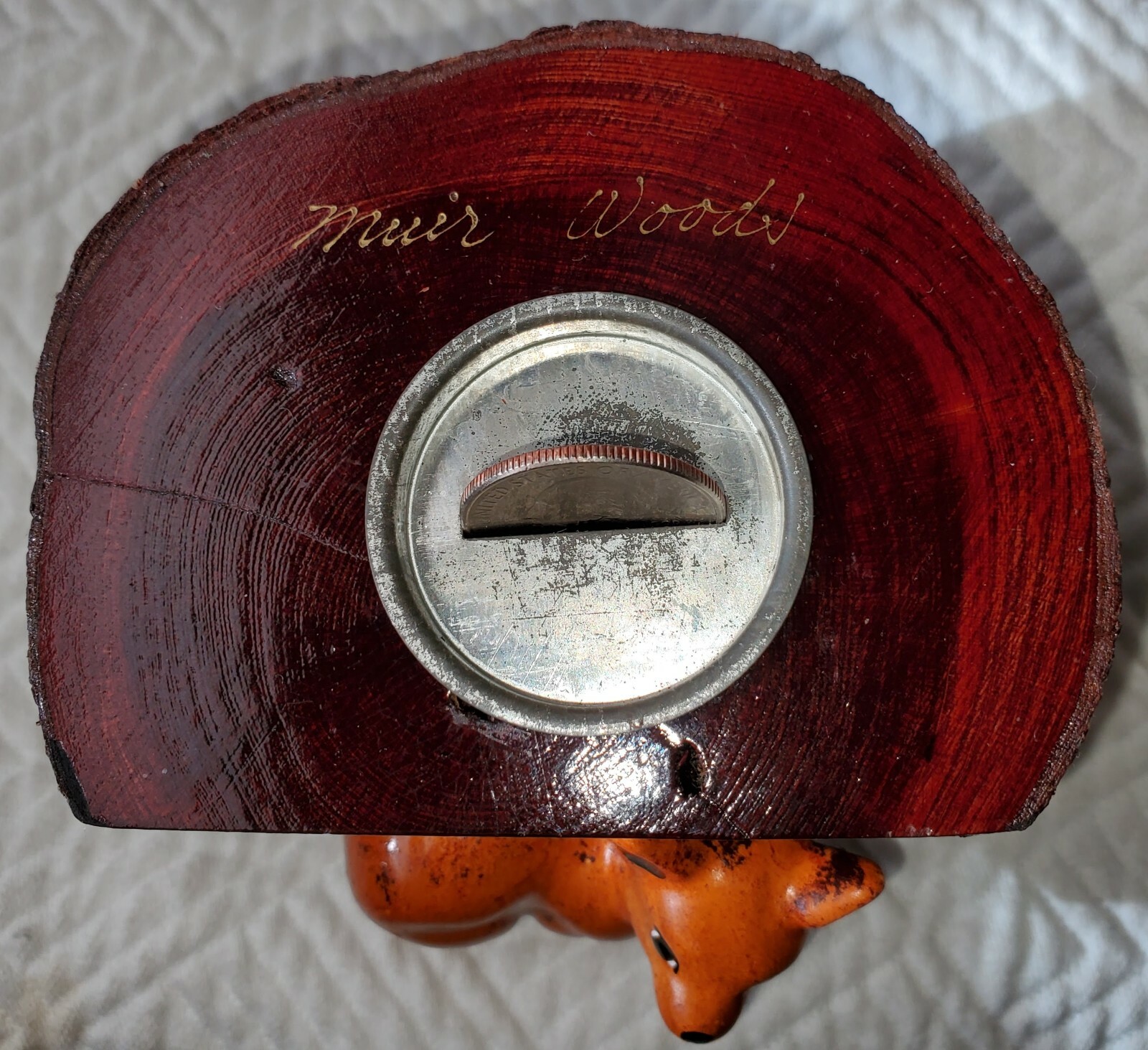 1940s Vintage MUIR WOODS California REDWOOD Forest PIGGY BANK Baby Fox SOUVENIR