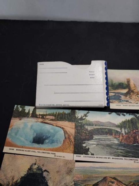YELLOWSTONE NATIONAL PARK 20 Souvenir Views Miniature Linen Picture Cards 1930’s