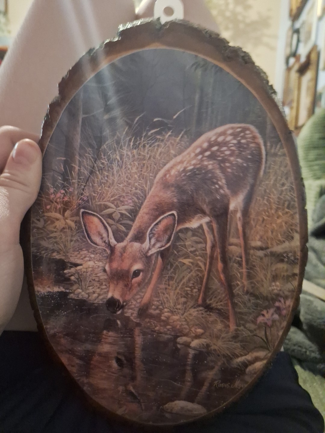 ruane manning Fawn On Mount Rainier national Park original stamped wood plaque