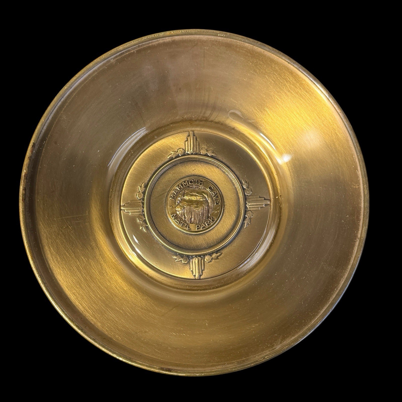 Vintage Mammoth Cave National Park Brass Glass Dish Bates Klinke Ashtray Tray
