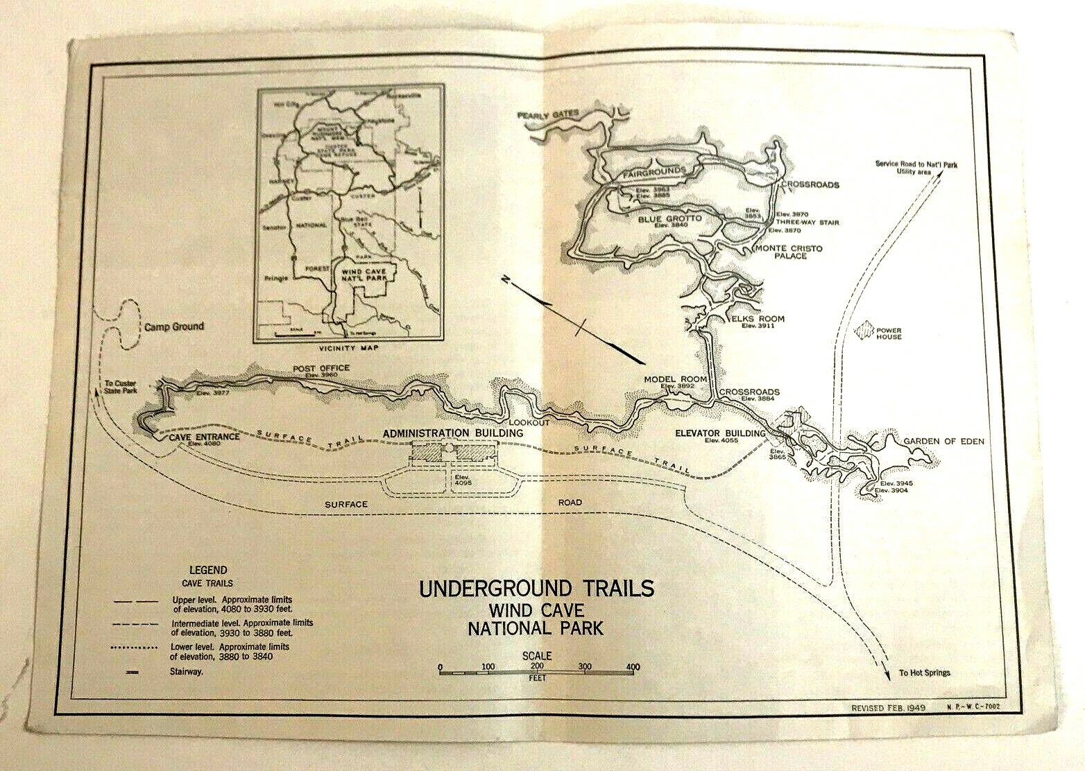 1949 Wind Cave National Park National Parks Service Guide Brochure