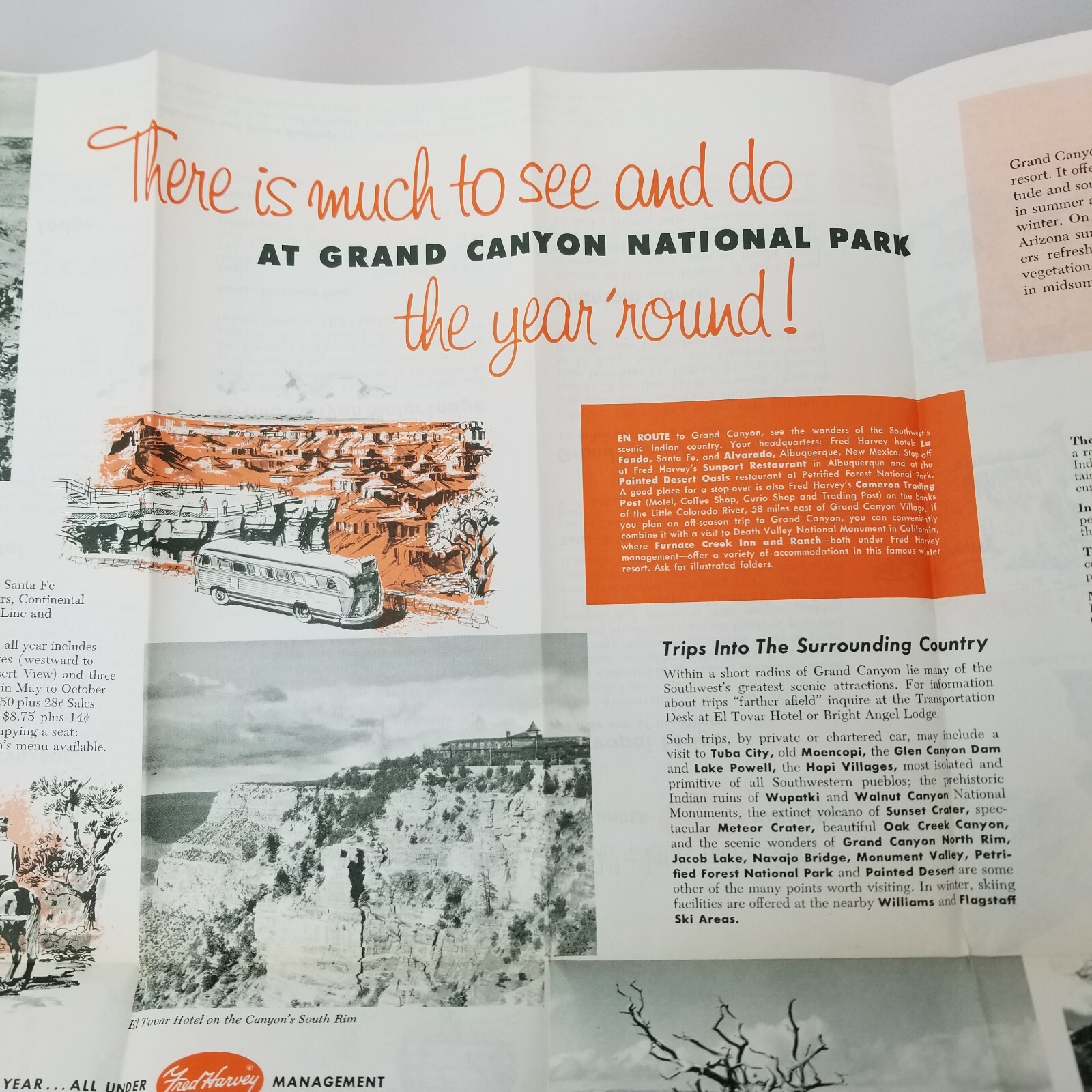Grand Canyon National Park South Rim Brochure Fred Harvey 1968 Hotels Cabins