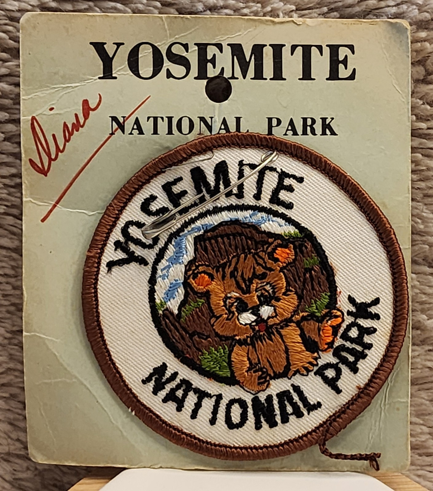 Yosemite National Park CA Bear Cub Half Dome Round Embroidered Patch Badge Vtg