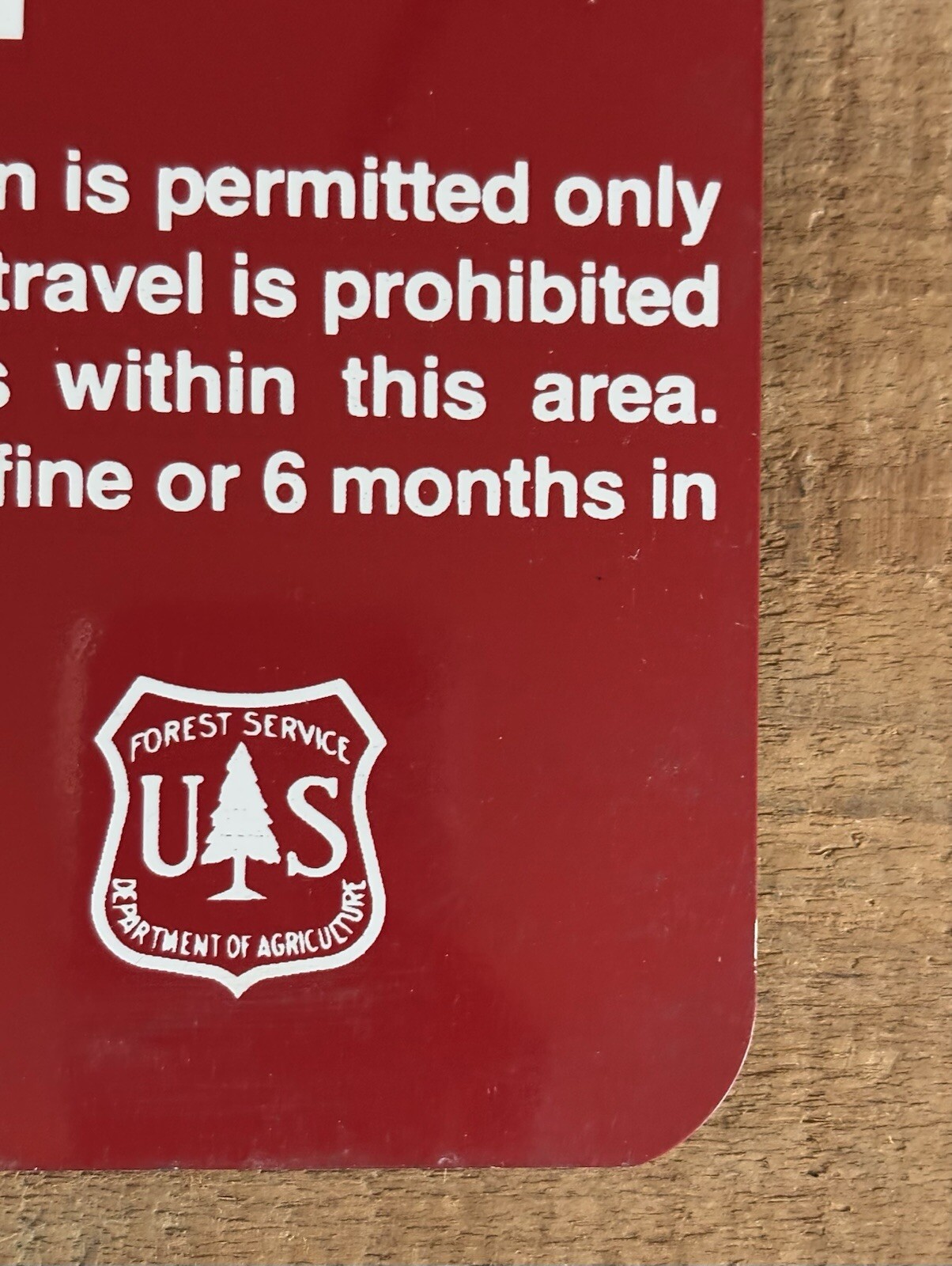 Vintage Red US Dept Of Agriculture Forest Service RESTRICTED AREA BOUNDARY Sign