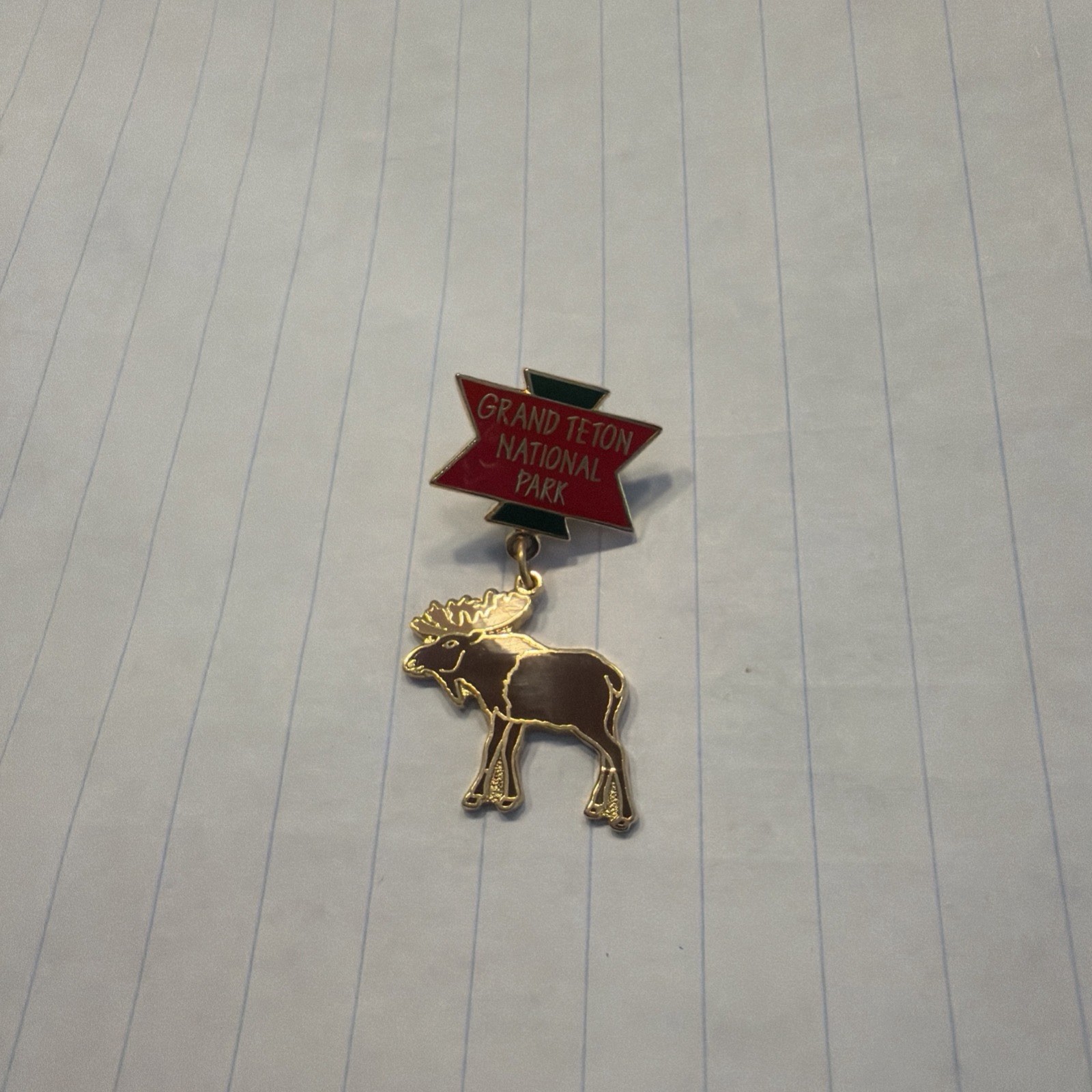 Grand Teton National Park Vintage Pin With Dangling Moose